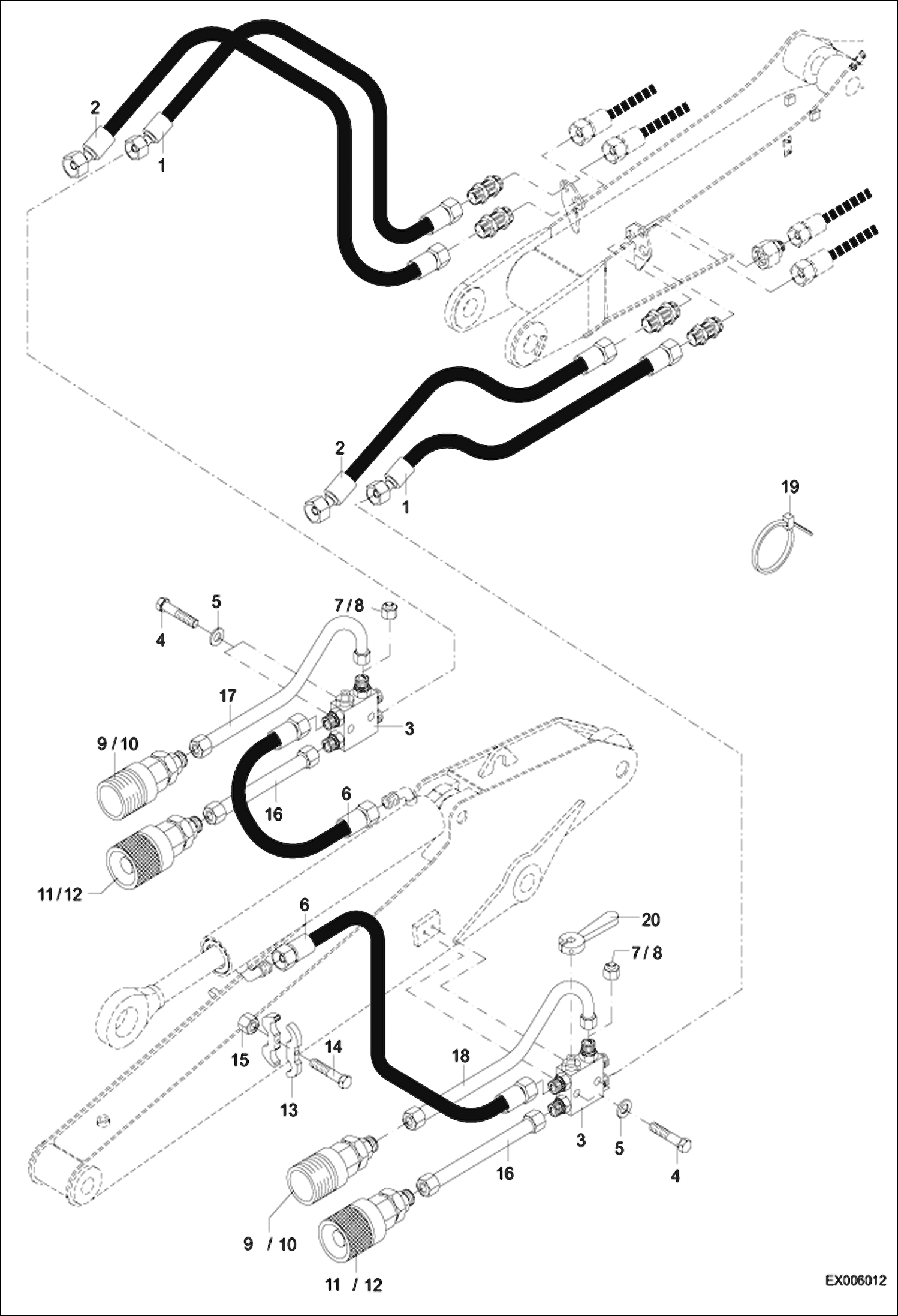 Схема запчастей Bobcat 442 - DIPPER ARM - MONO (2000mm) HYDRAULIC SYSTEM