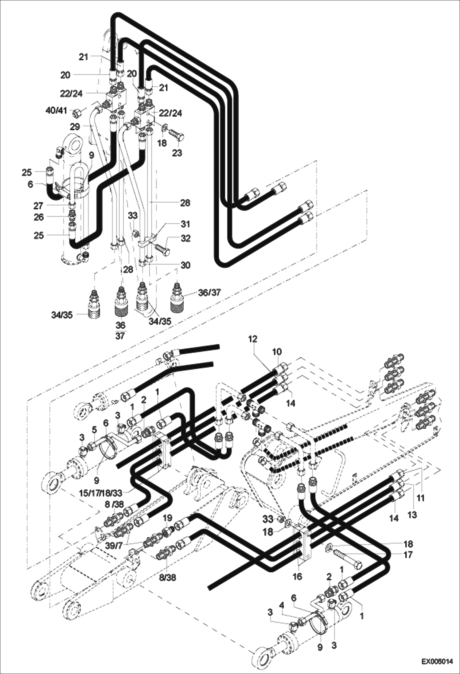 Схема запчастей Bobcat 442 - CIRCULAR BOOM, PART 2 HYDRAULIC SYSTEM