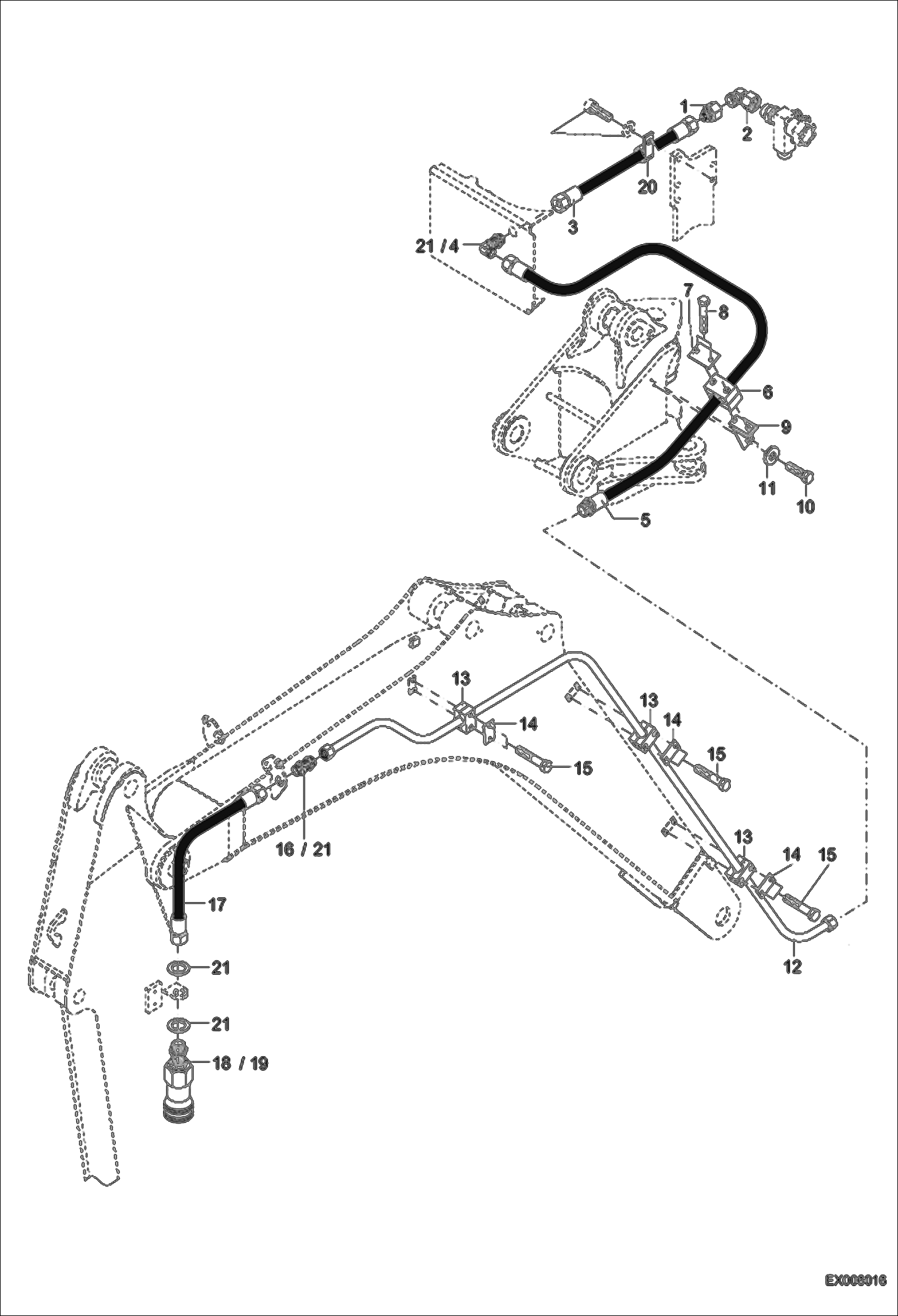 Схема запчастей Bobcat 442 - PRESSURELESS RETURN LINE - MONO HYDRAULIC SYSTEM