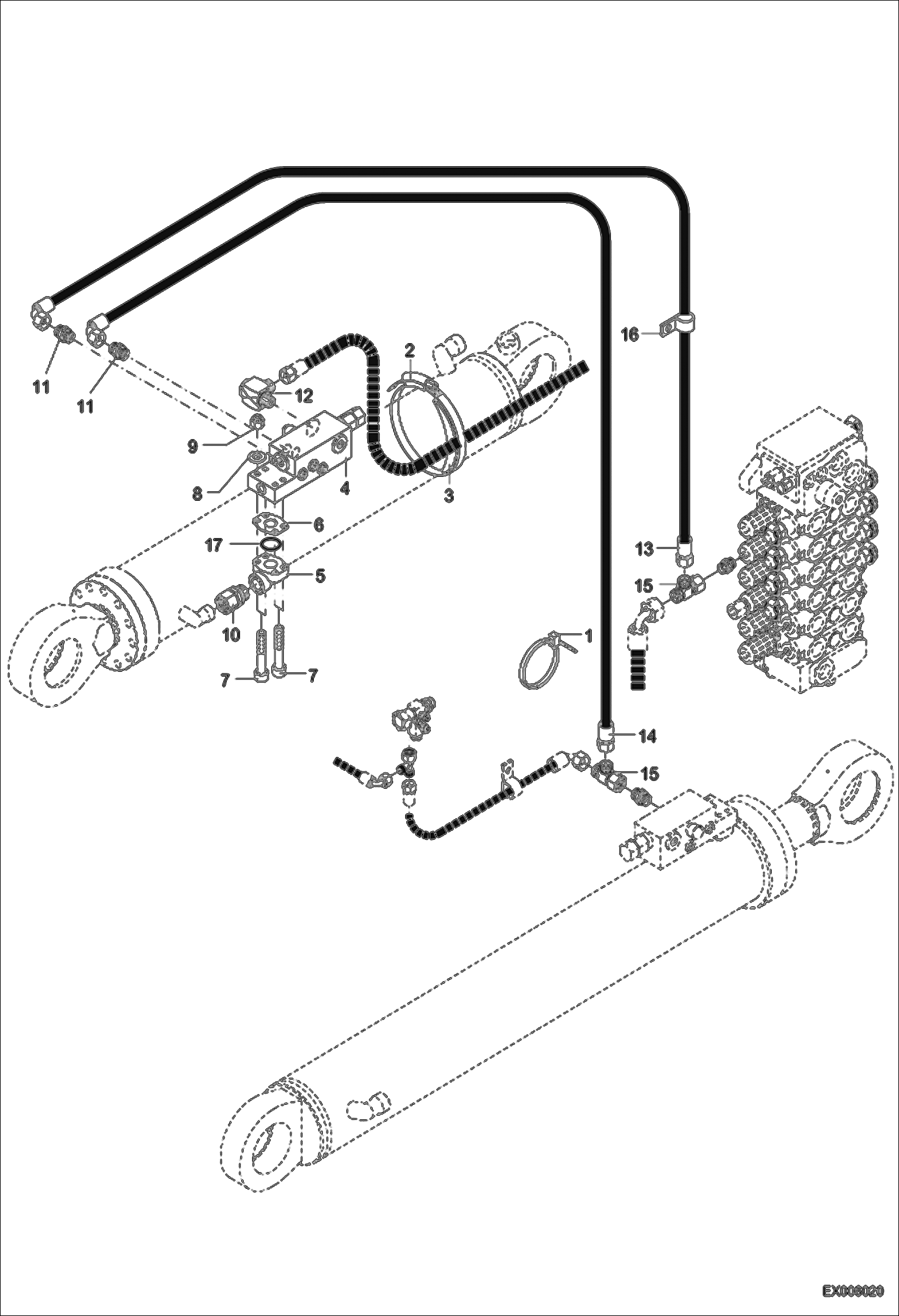 Схема запчастей Bobcat 442 - LOAD HOLDING VALVE - DIPPER ARM - MONO HYDRAULIC SYSTEM