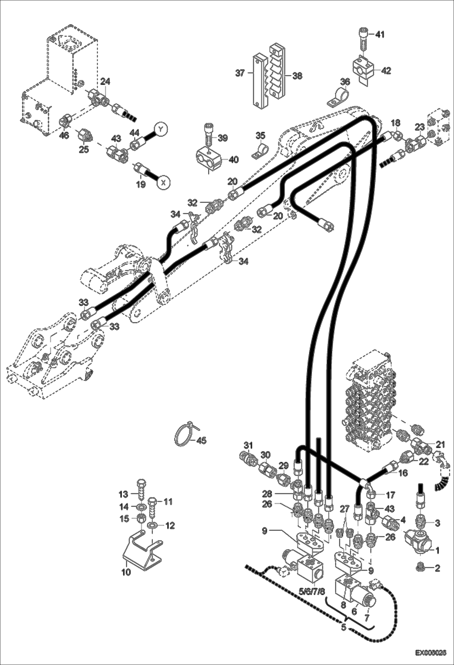 Схема запчастей Bobcat 442 - HYDRAULIC QUICK MOUNT HITCH HS08 - MONO BOOM HYDRAULIC SYSTEM