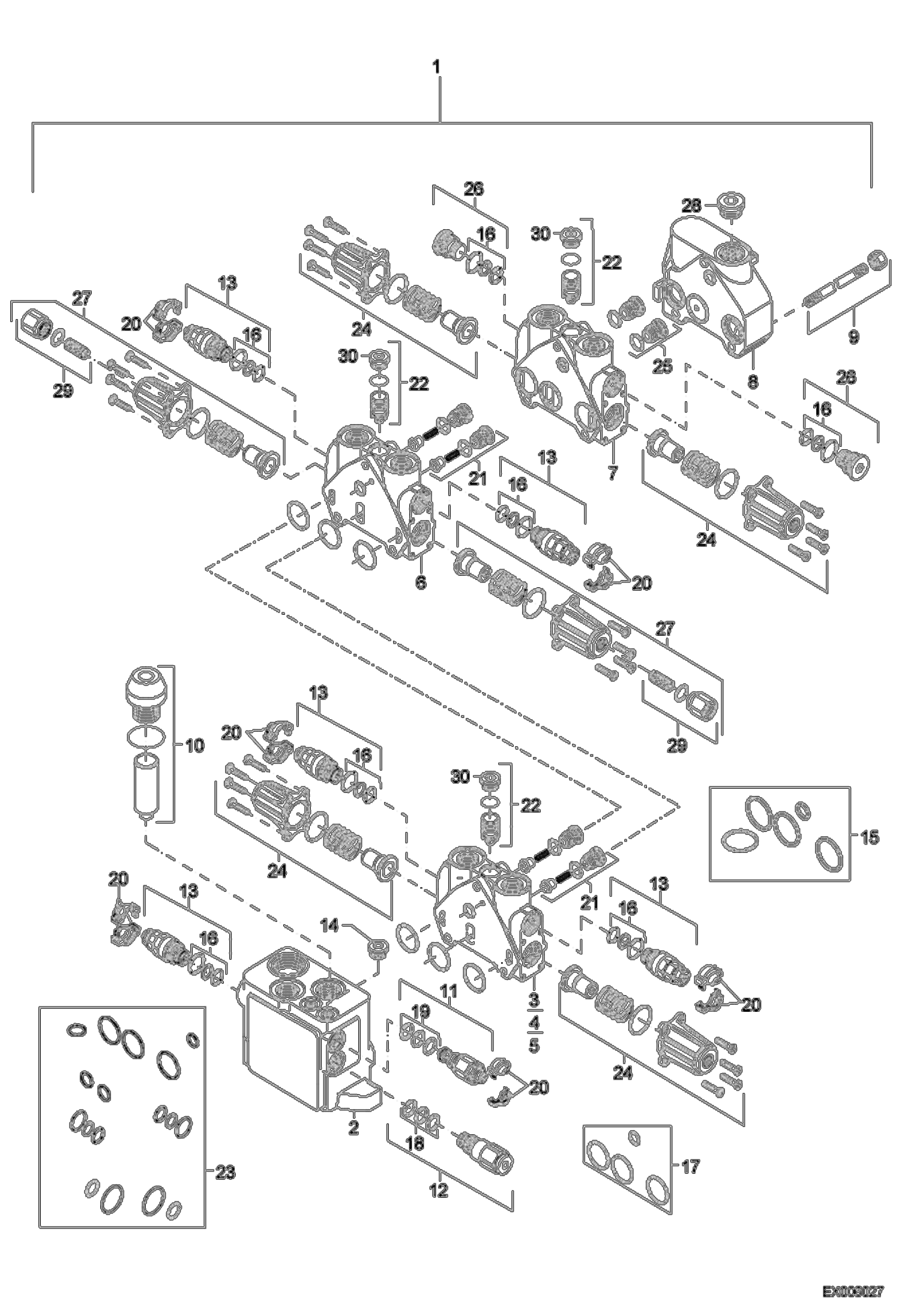 Схема запчастей Bobcat 442 - VALVE BANK (6SX14) HYDRAULIC SYSTEM