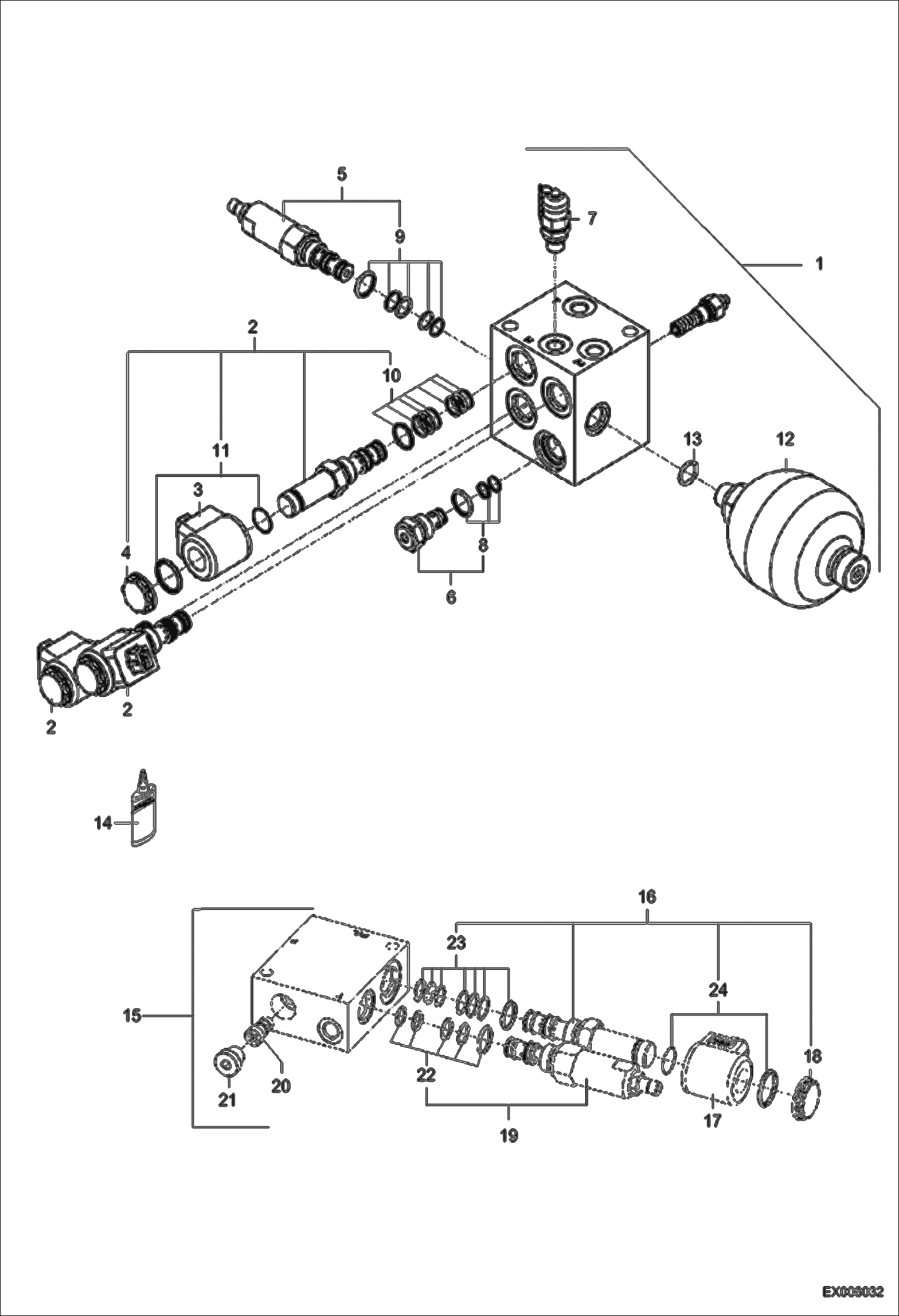 Схема запчастей Bobcat 442 - PILOT-OPERATED VALVE - SO-BLOCK HYDRAULIC SYSTEM