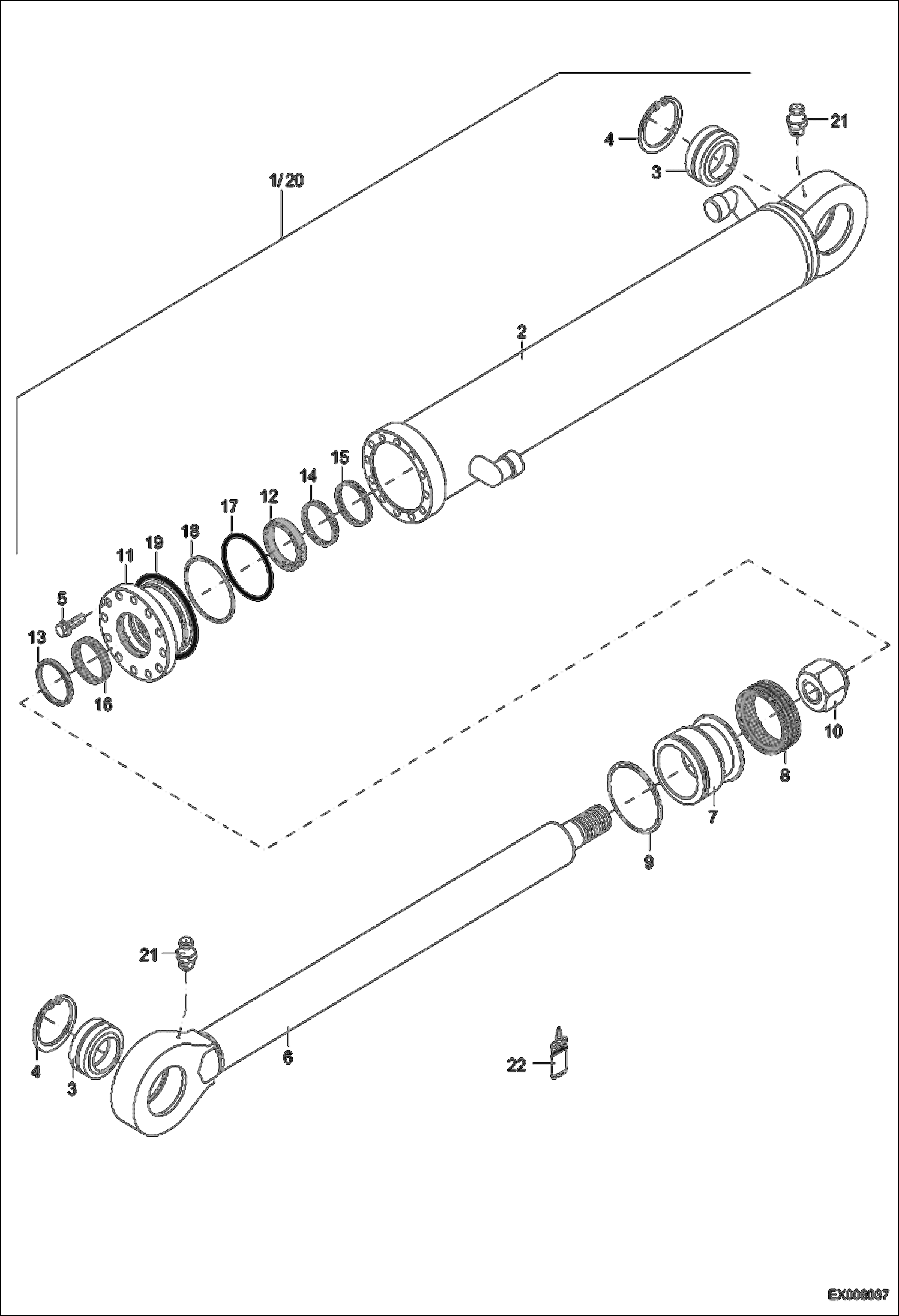 Схема запчастей Bobcat 442 - BUCKET HYDRAULIC CYLINDER HYDRAULIC SYSTEM