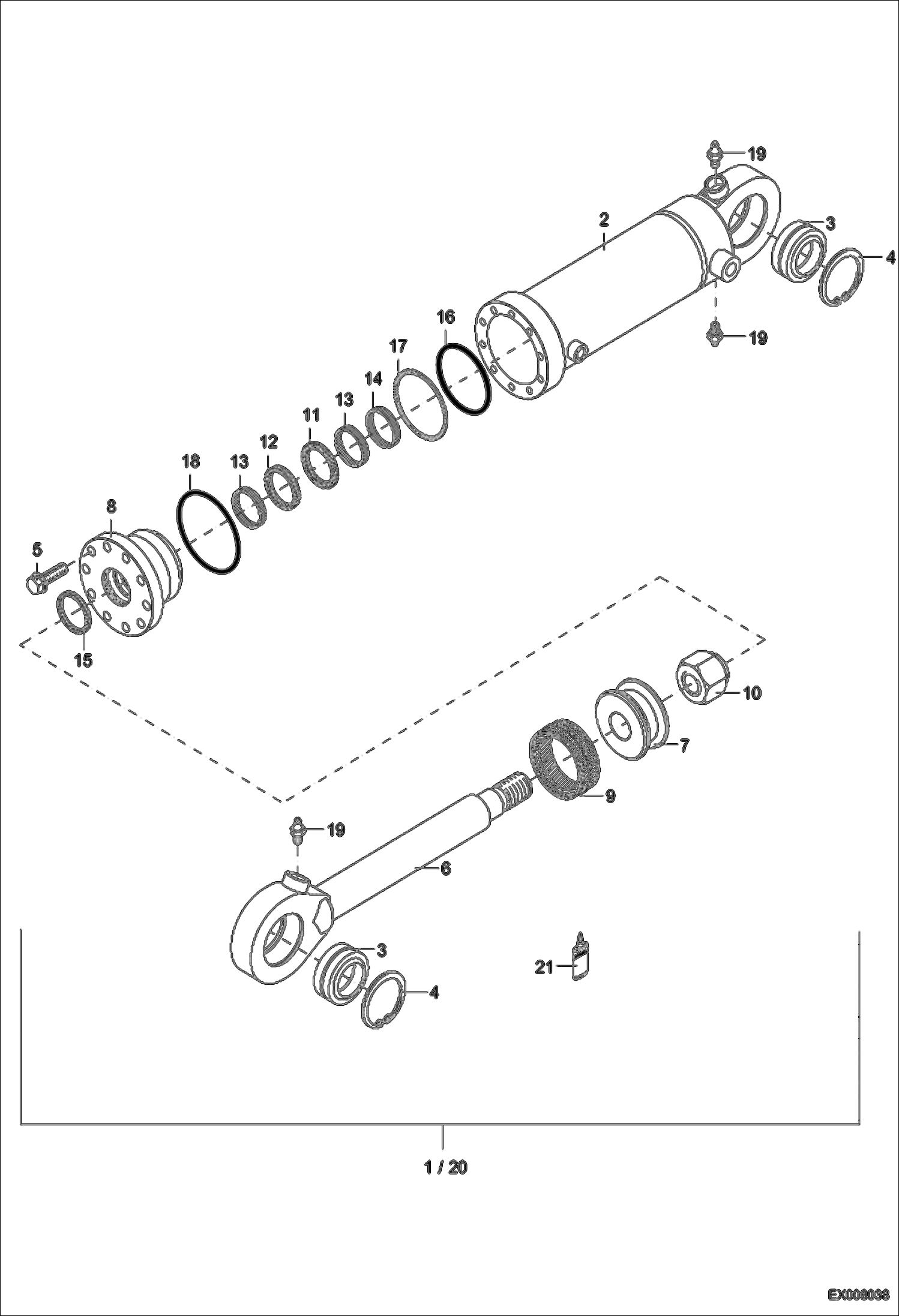 Схема запчастей Bobcat 442 - SUPPORT BLADE CYLINDER HYDRAULIC SYSTEM