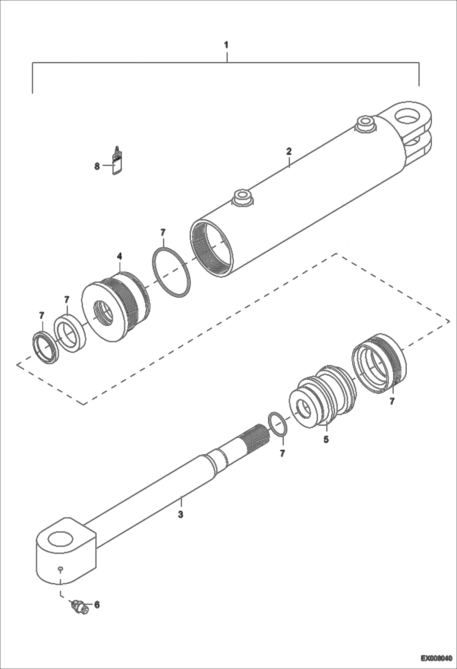 Схема запчастей Bobcat 442 - SWIVELING BUCKET HYDRAULIC CYLINDER (CG5) HYDRAULIC SYSTEM