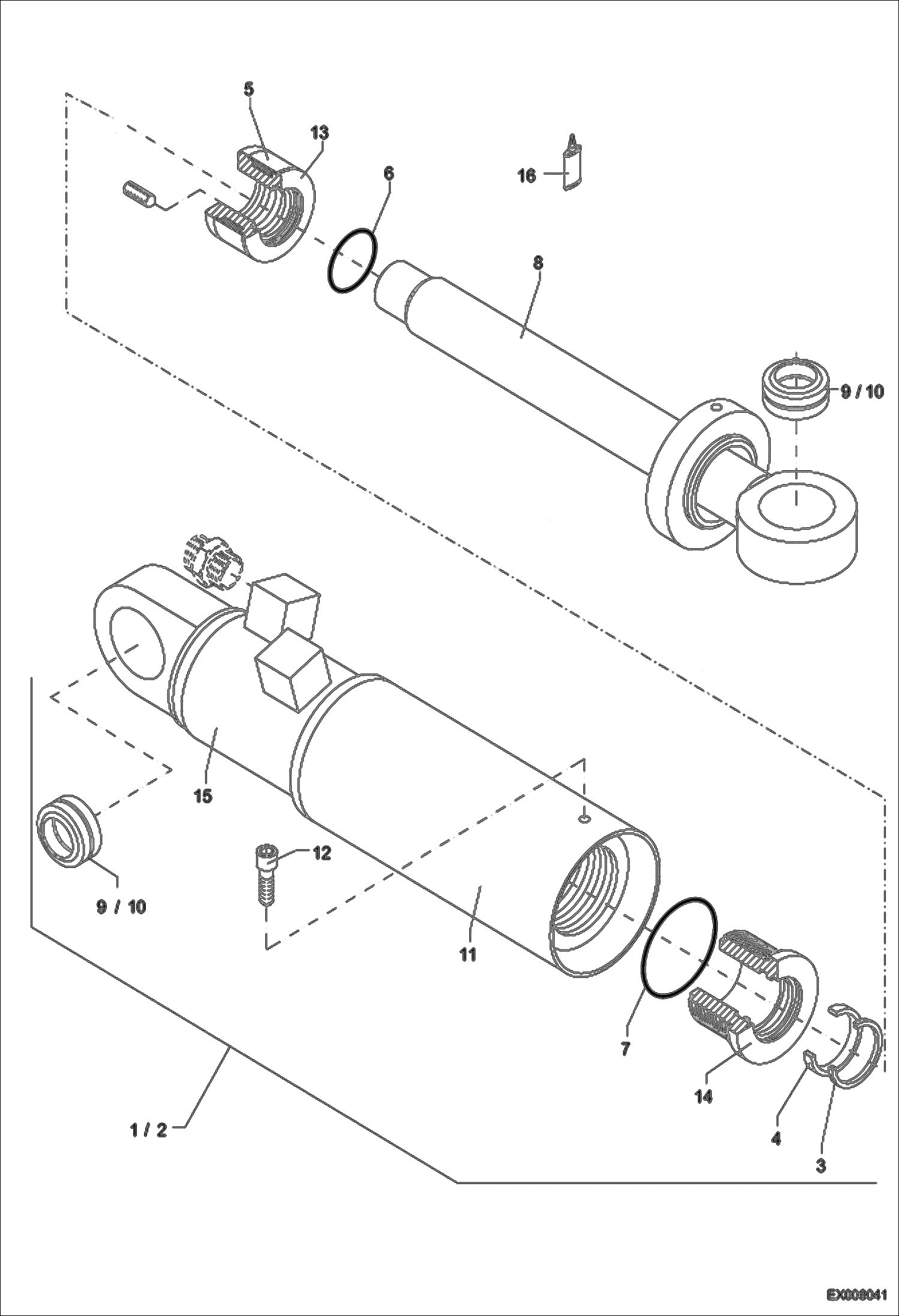 Схема запчастей Bobcat 442 - SWIVELLING BUCKET HYDRAULIC CYLINDER HYDRAULIC SYSTEM