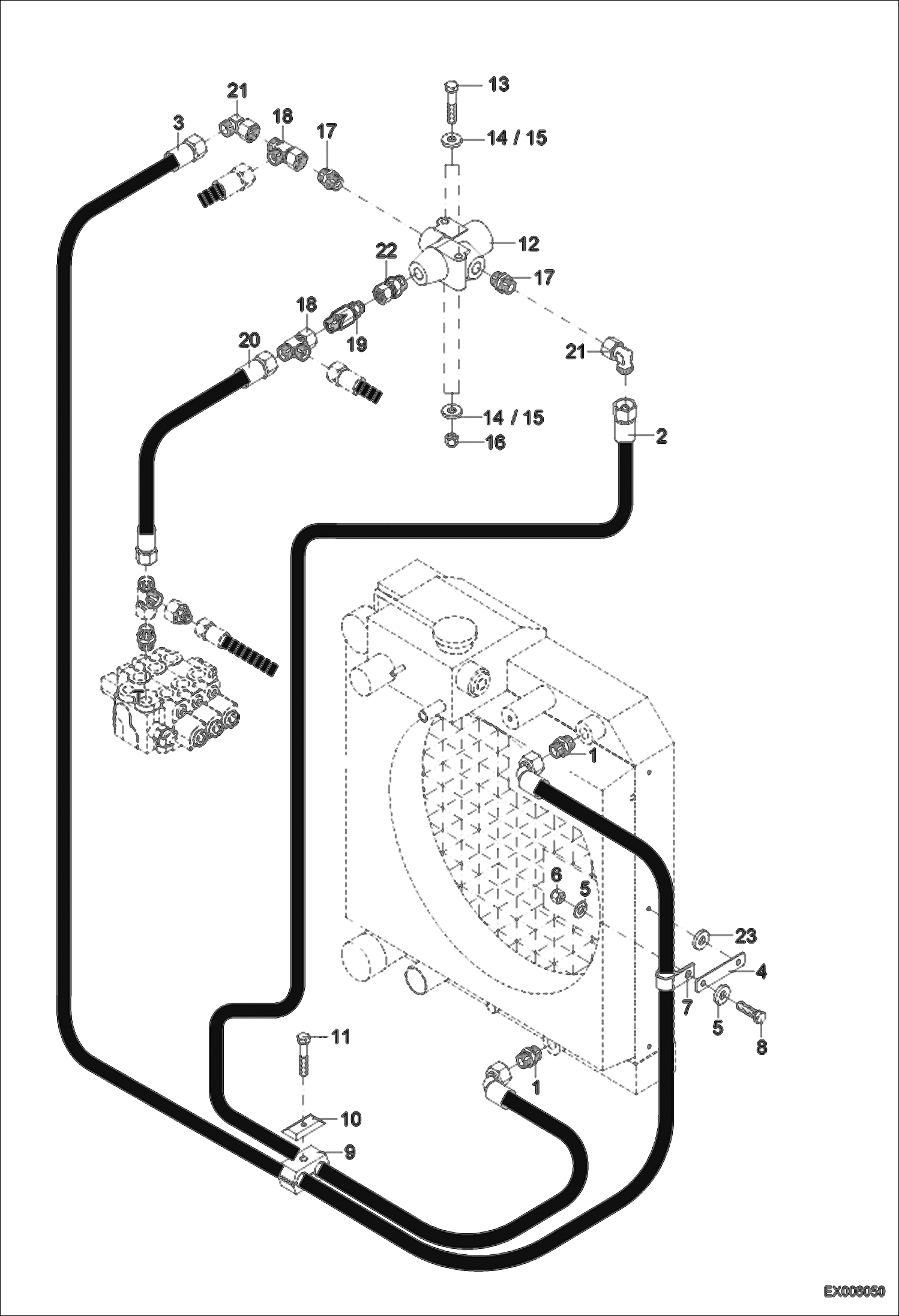 Схема запчастей Bobcat 444 - OIL COOLER HYDRAULIC SYSTEM