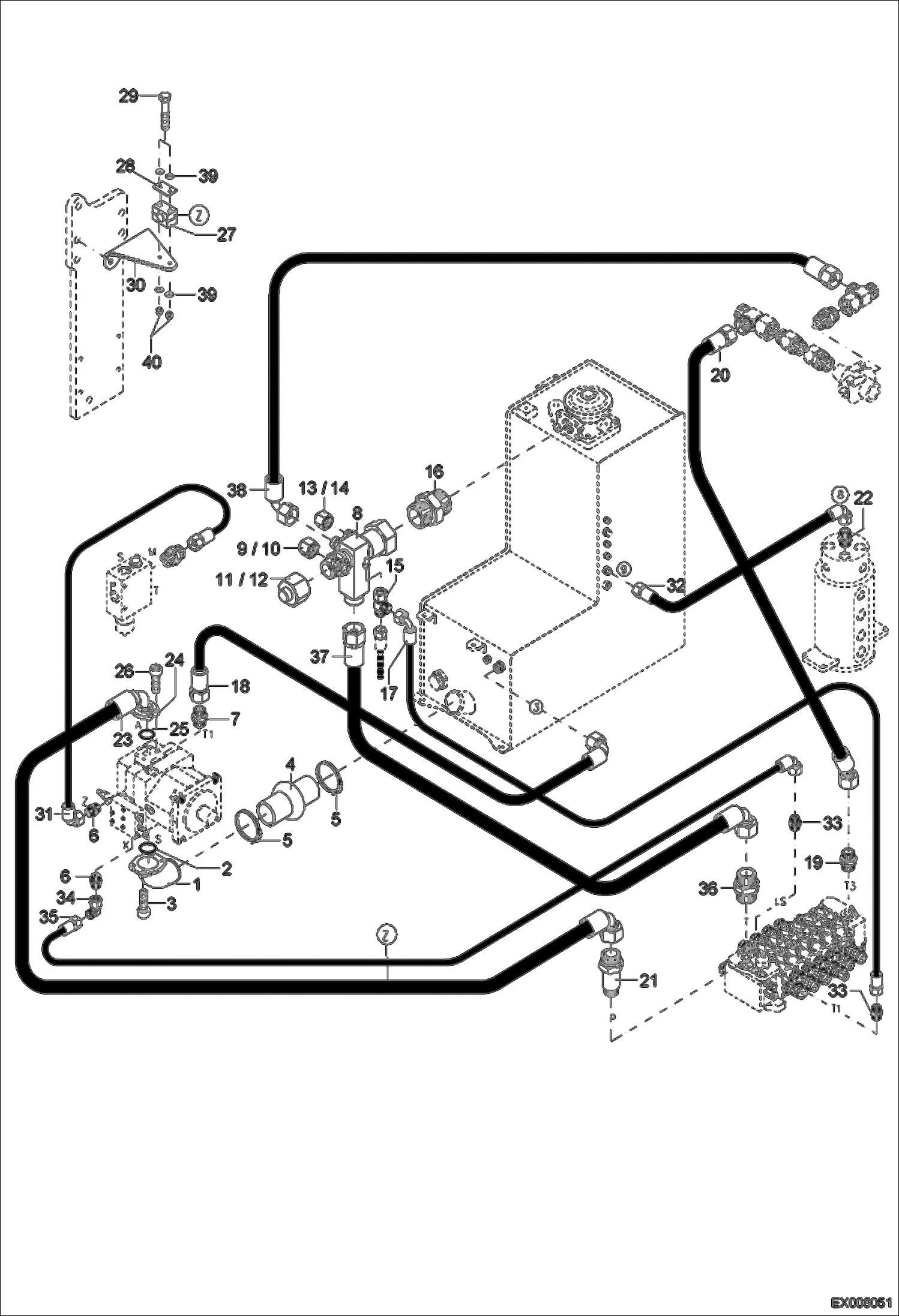 Схема запчастей Bobcat 444 - CIRCULATION HYDRAULIC SYSTEM