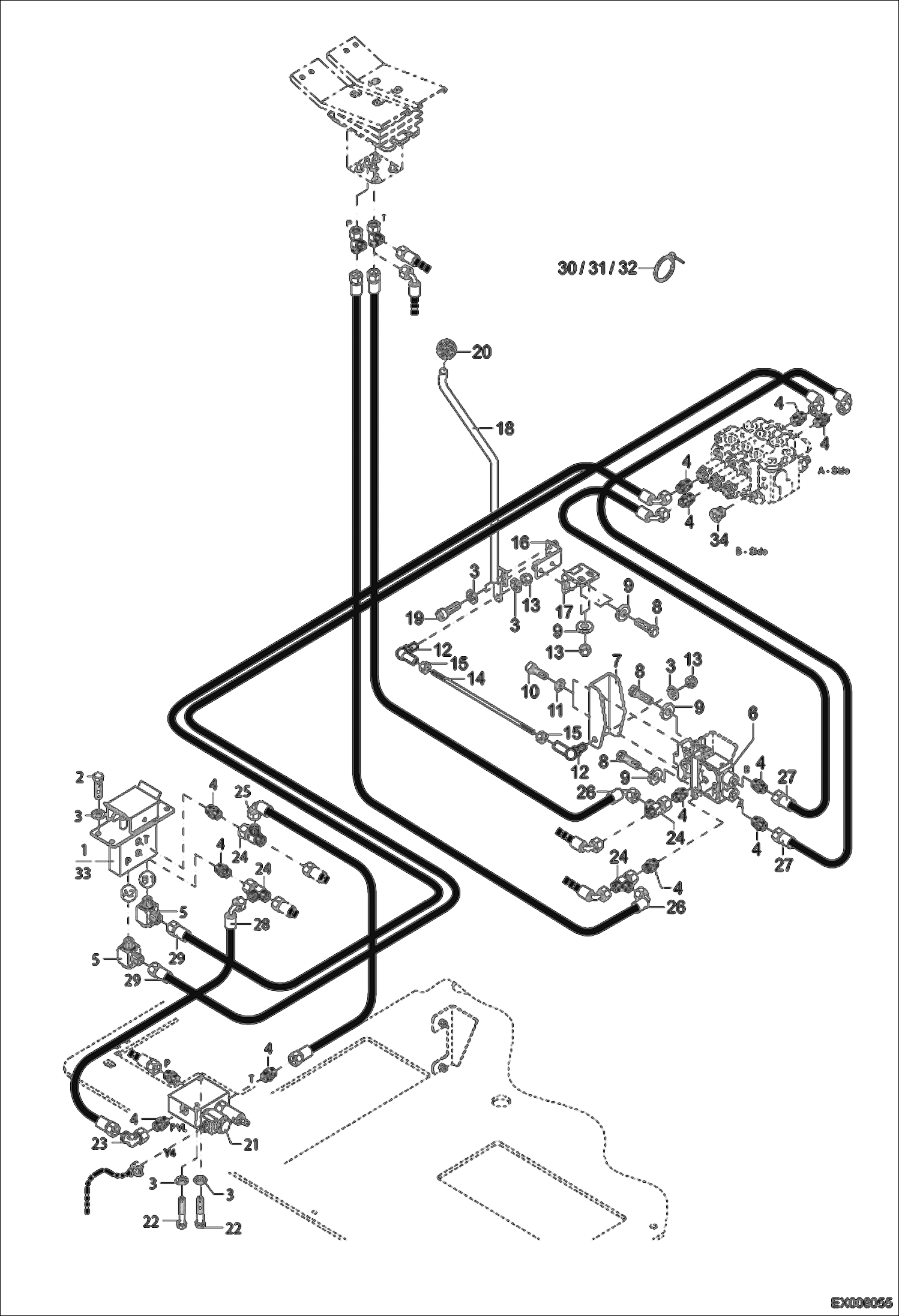 Схема запчастей Bobcat 444 - PILOT CONTROL - BLADE, ARTICULATION HYDRAULIC SYSTEM