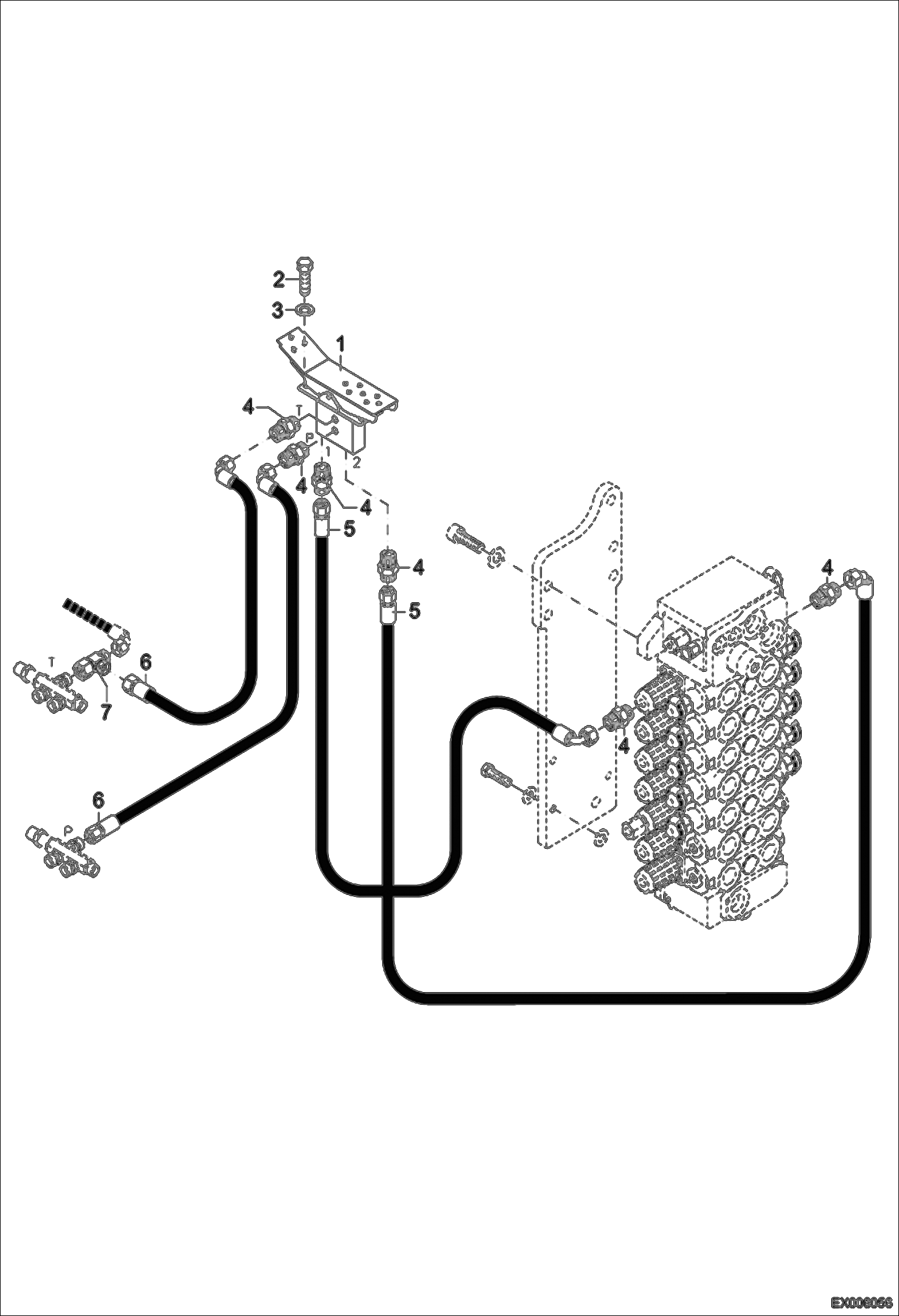 Схема запчастей Bobcat 444 - VALVE CONTROL - ARTICULATED BOOM HYDRAULIC SYSTEM