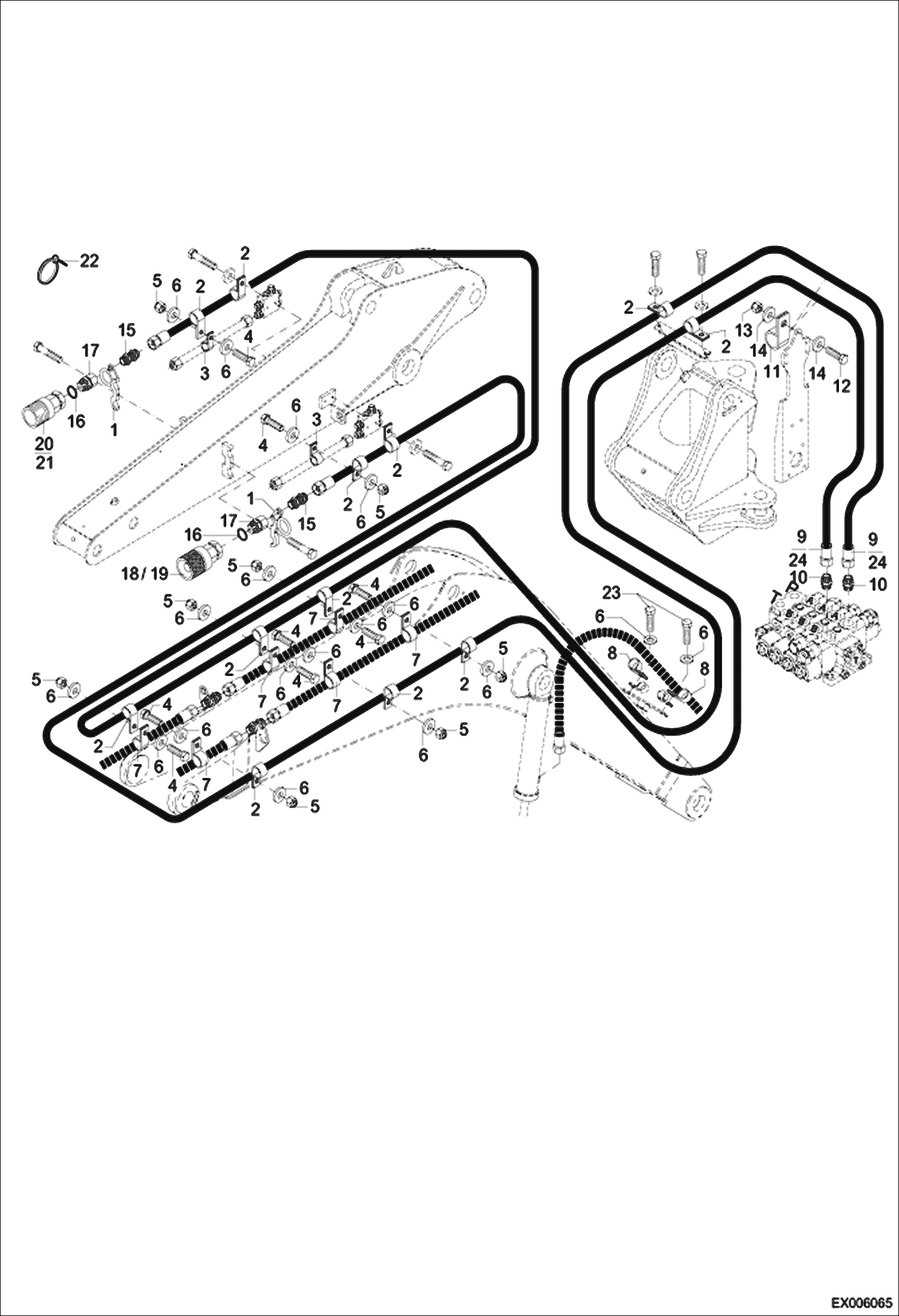 Схема запчастей Bobcat 444 - 2ND ADDITIONAL CIRCUIT - MONO BOOM HYDRAULIC SYSTEM