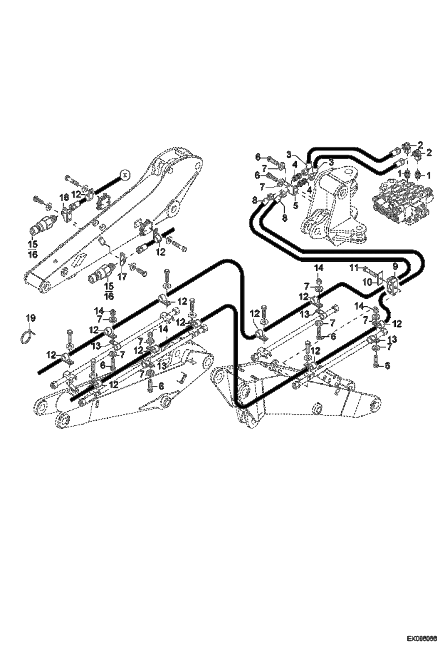 Схема запчастей Bobcat 444 - 2ND ADDITIONAL CIRCUIT - ARTICULATED BOOM HYDRAULIC SYSTEM