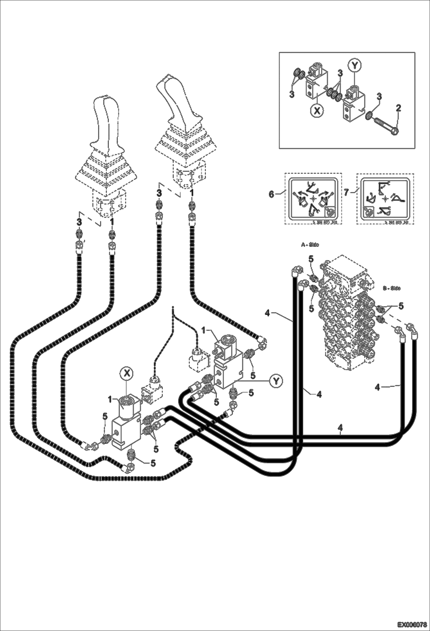 Схема запчастей Bobcat 444 - CHANGEOVER ISO / SAE HYDRAULIC SYSTEM