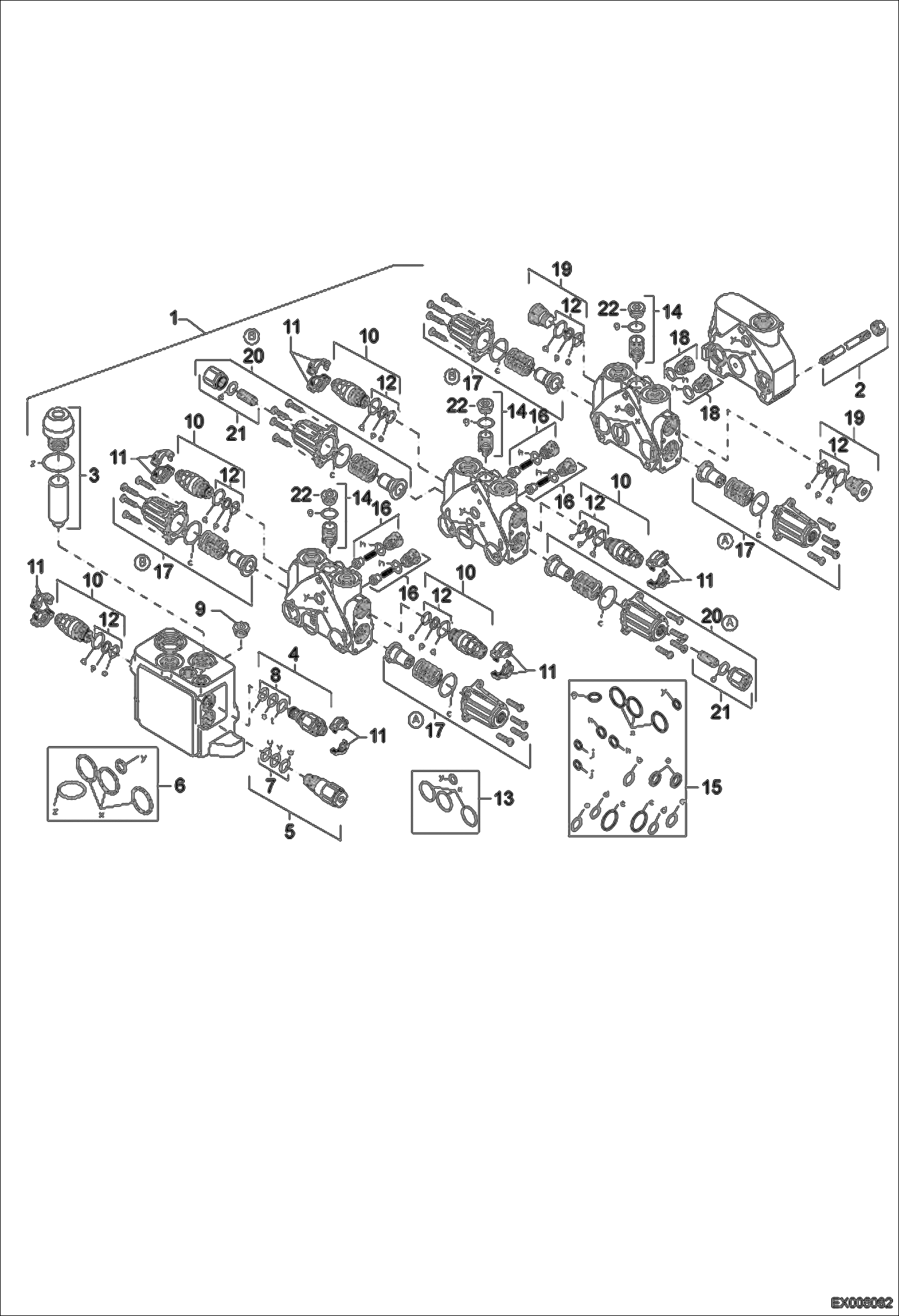 Схема запчастей Bobcat 444 - VALVE BANK - MONO BOOM (6SX14) HYDRAULIC SYSTEM