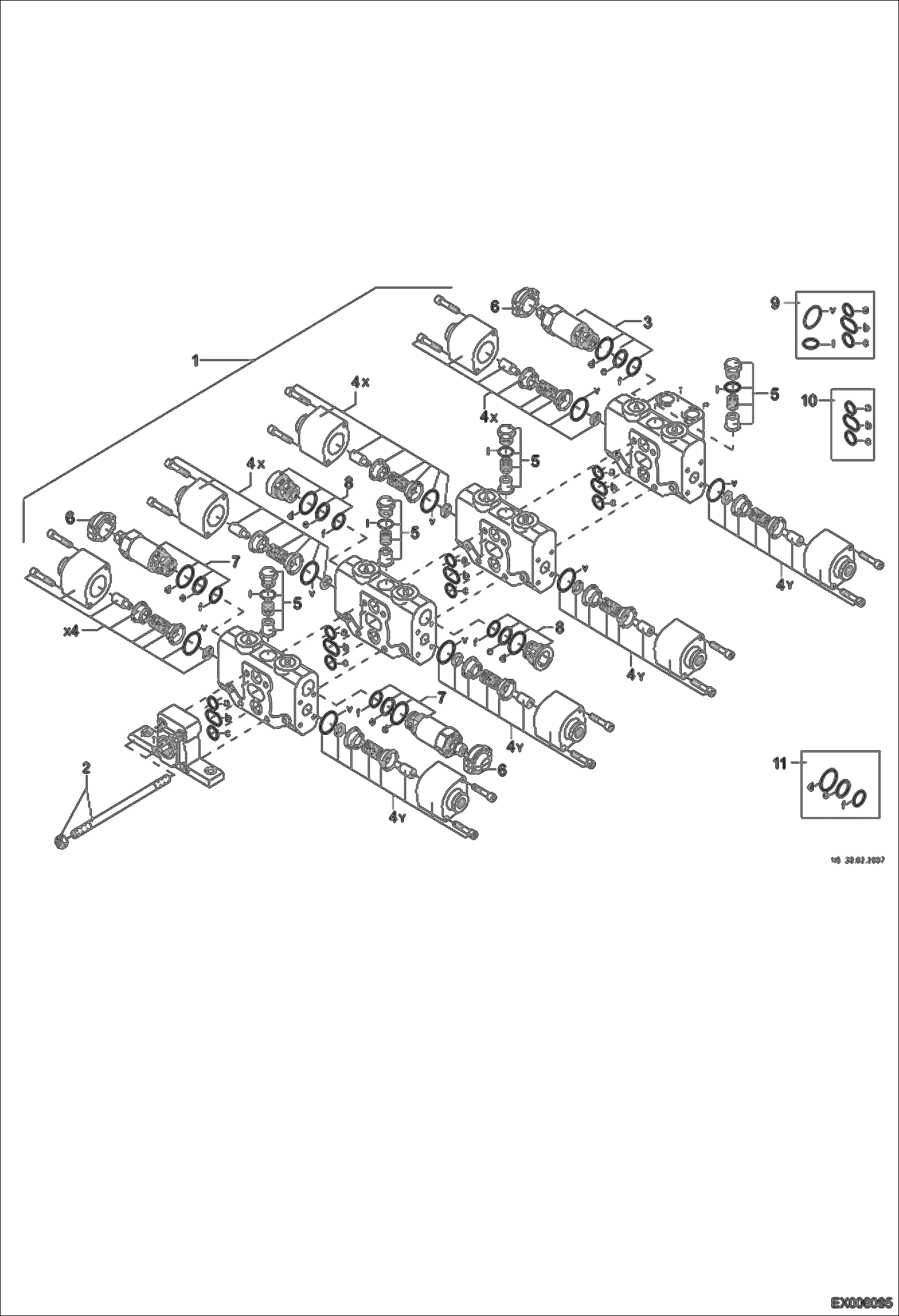 Схема запчастей Bobcat 444 - VALVE BANK (4SM12) HYDRAULIC SYSTEM