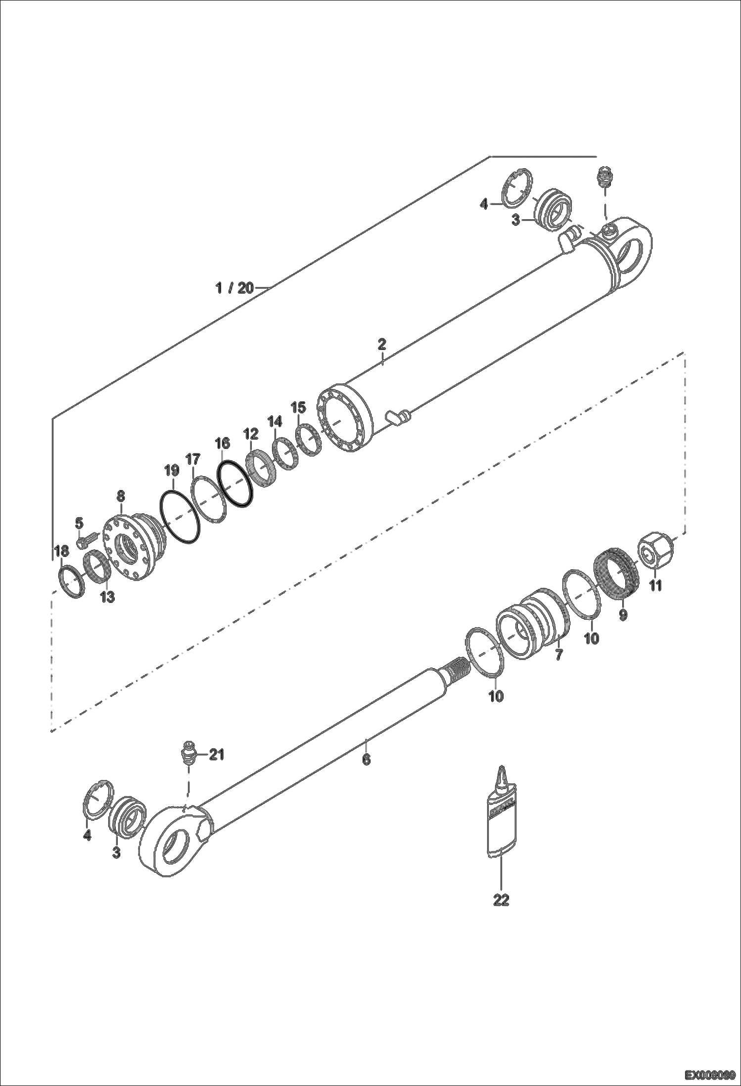 Схема запчастей Bobcat 444 - ARTICULATION HYDRAULIC CYLINDER (Z115/70) HYDRAULIC SYSTEM