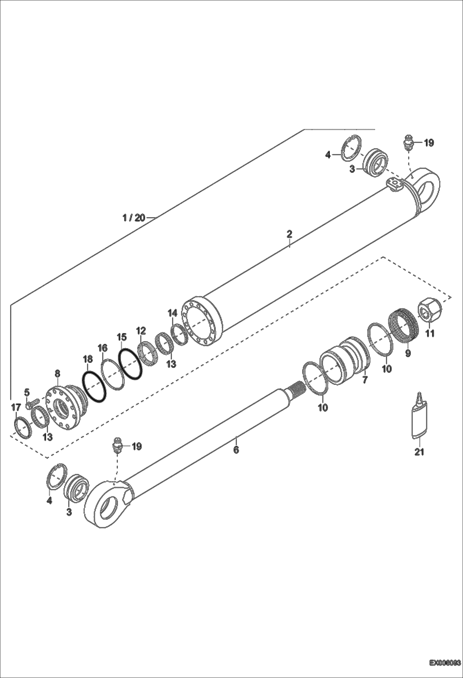 Схема запчастей Bobcat 444 - BOOM - MONO BOOM HYDRAULIC CYLINDER (Z95/60) HYDRAULIC SYSTEM