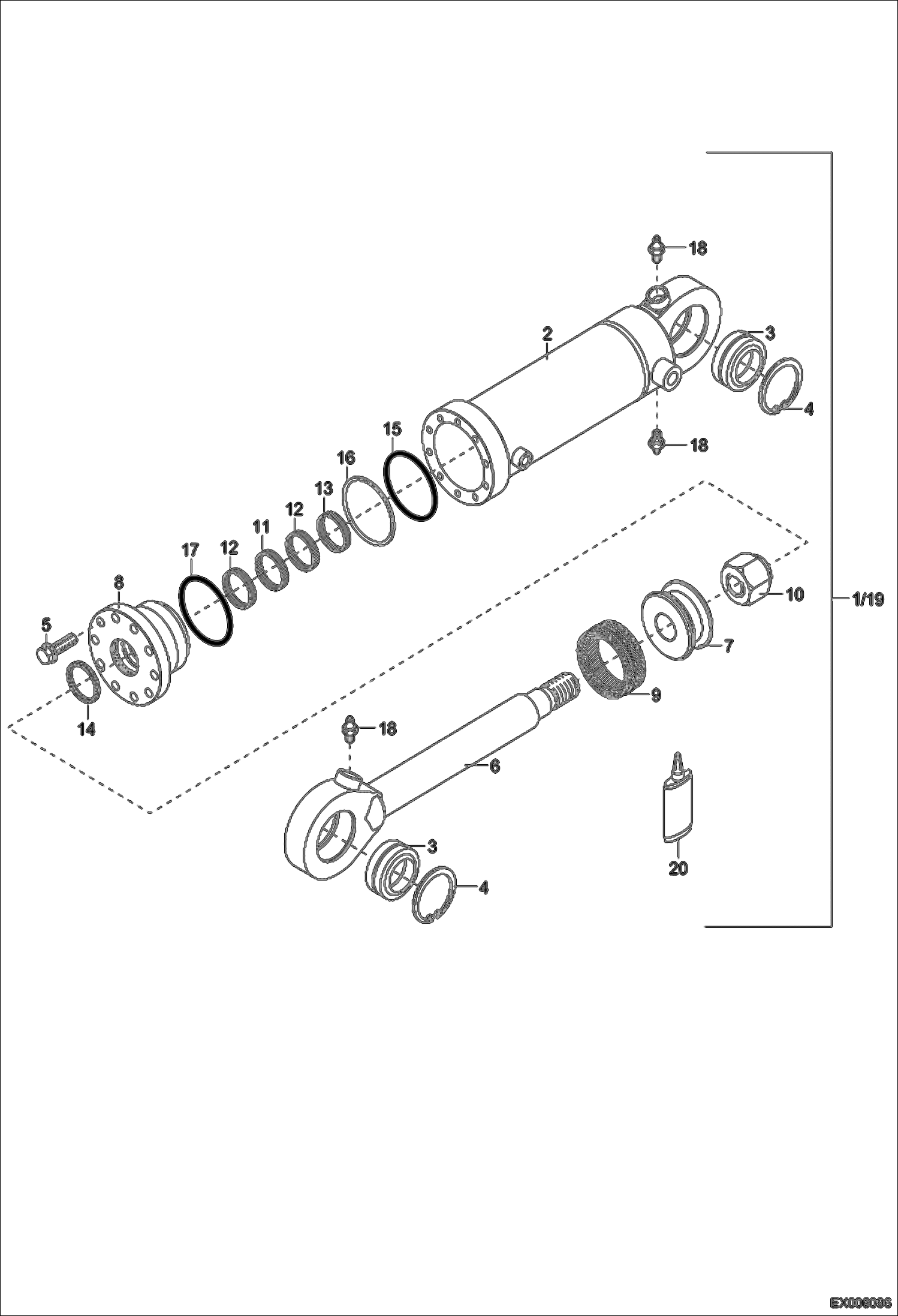 Схема запчастей Bobcat 444 - SUPPORT BLADE HYDRAULIC CYLINDER (Z110/60) HYDRAULIC SYSTEM