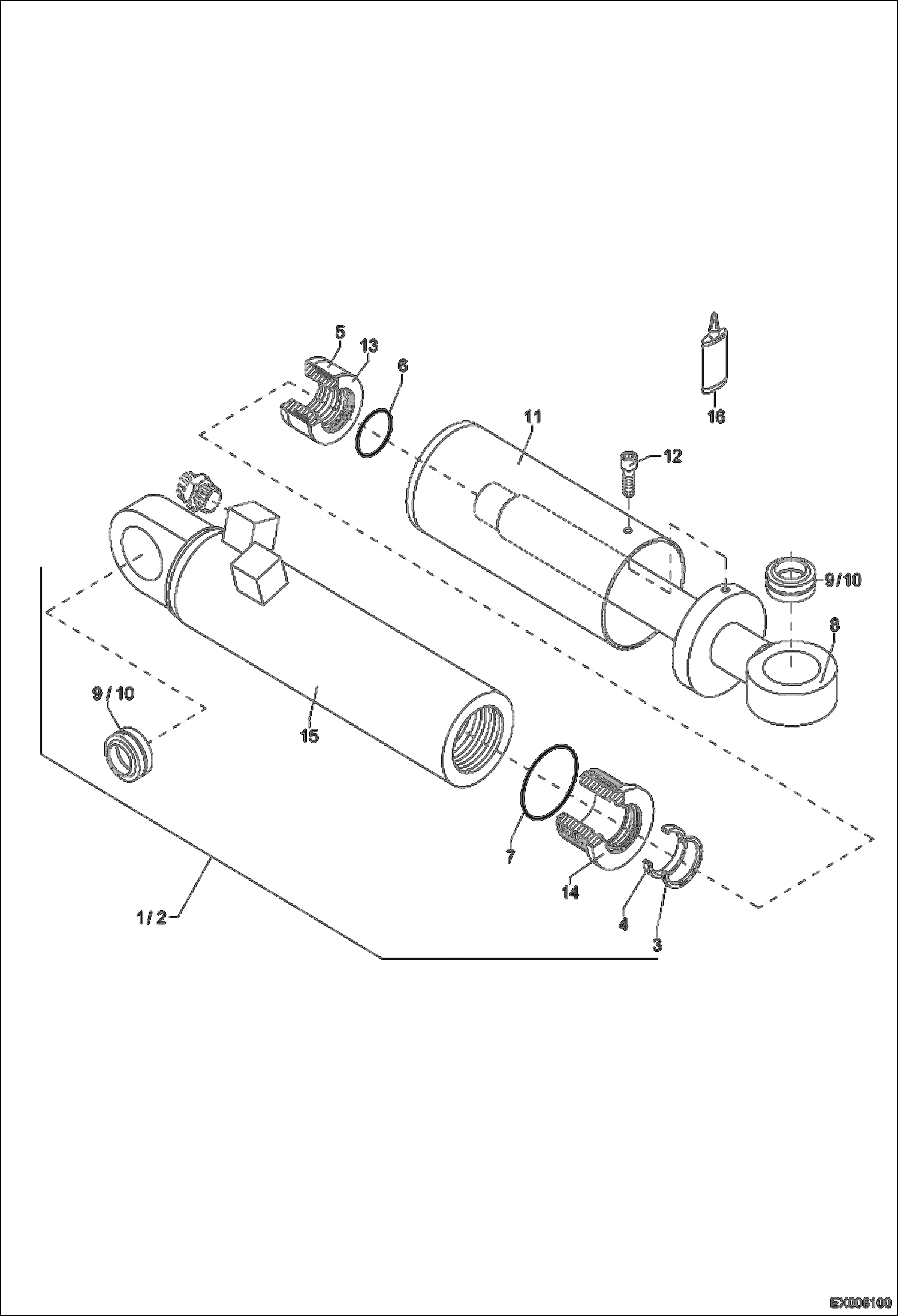 Схема запчастей Bobcat 444 - SWIVELING BUCKET HYDRAULIC CYLINDER HYDRAULIC SYSTEM