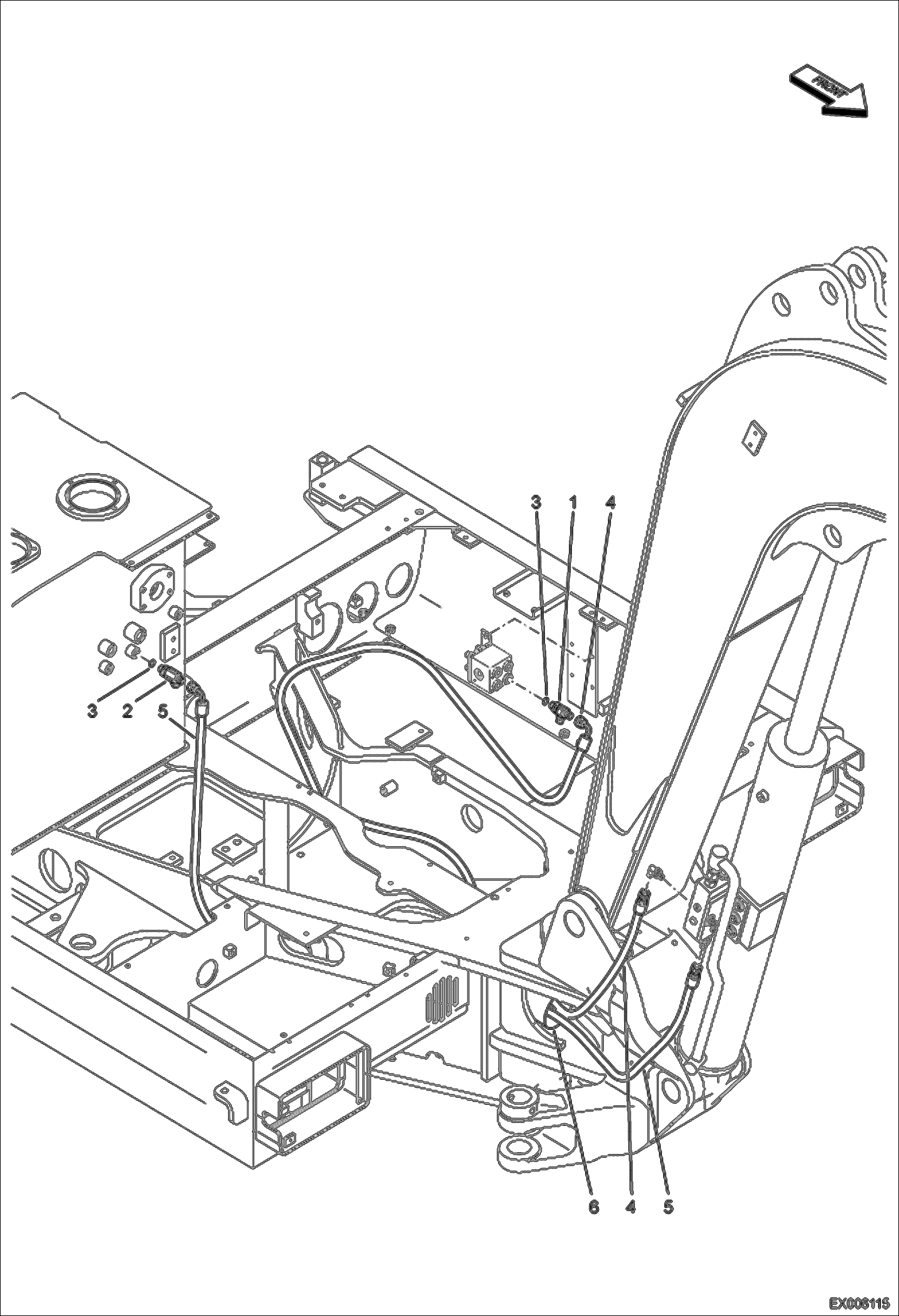 Схема запчастей Bobcat E55W - HYDRAULIC PILOT CIRCUITRY (Boom Cylinder W/Load Hold Valve) HYDRAULIC SYSTEM