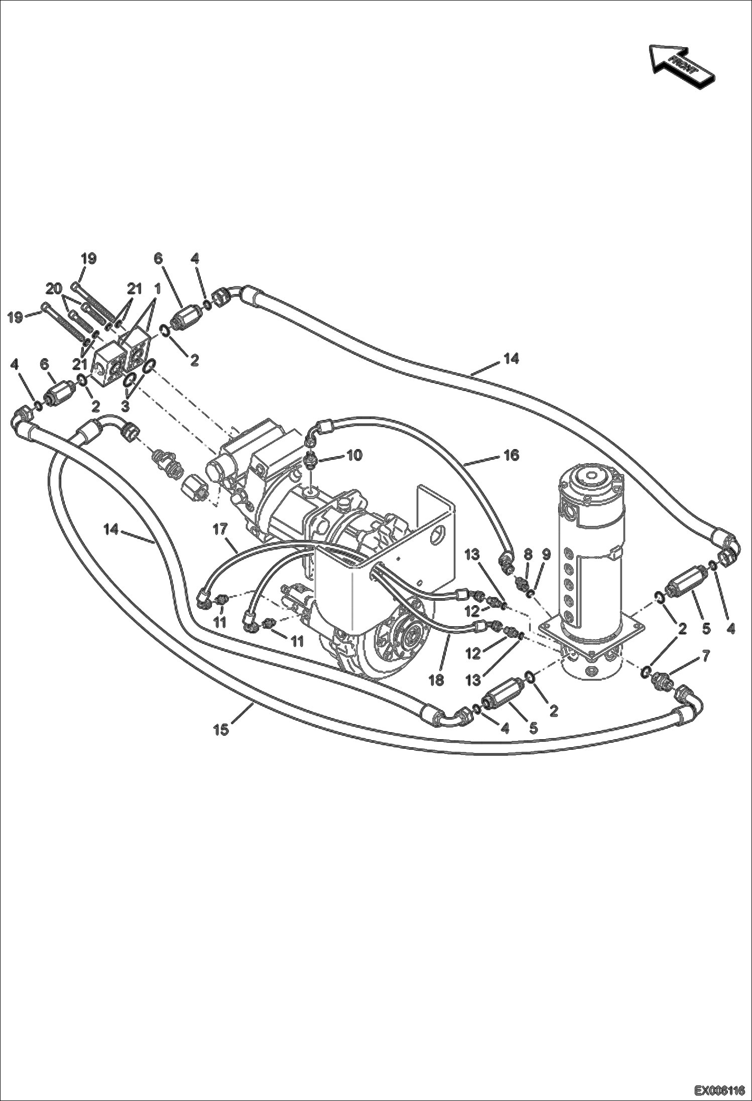 Схема запчастей Bobcat E55W - HYDRAULIC CIRCUITRY (Drive) HYDRAULIC SYSTEM