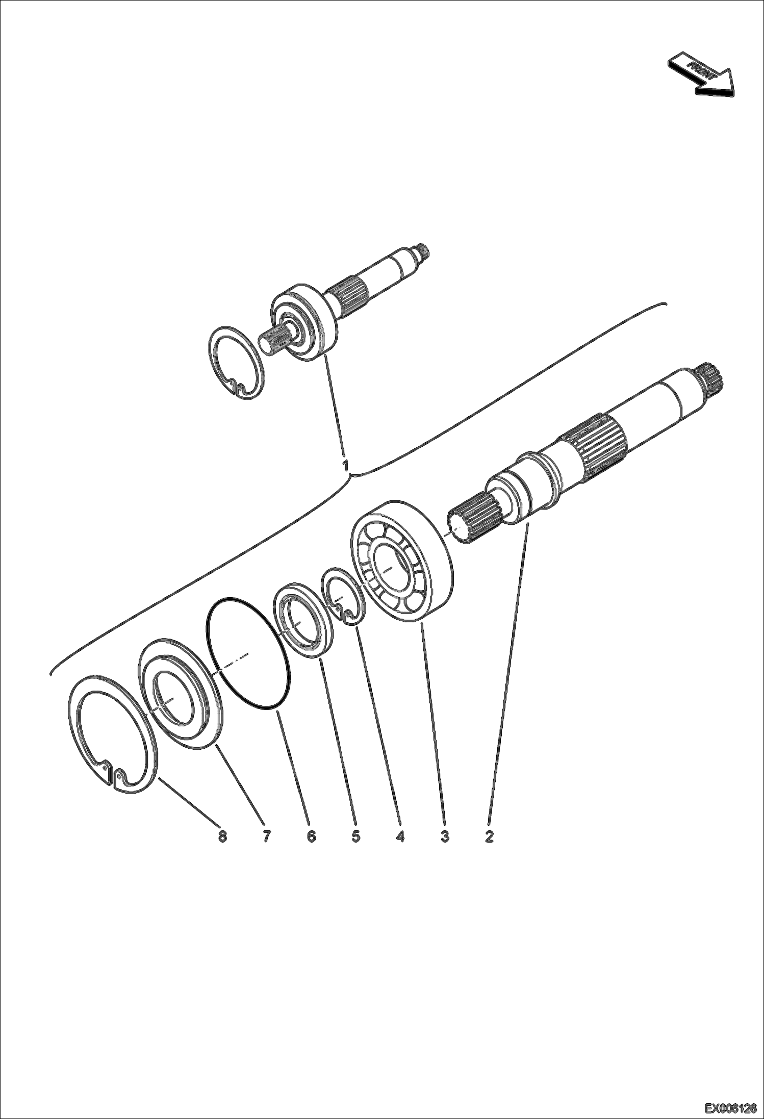 Схема запчастей Bobcat E55W - HYDROSTATIC PUMP (Shaft) HYDRAULIC SYSTEM