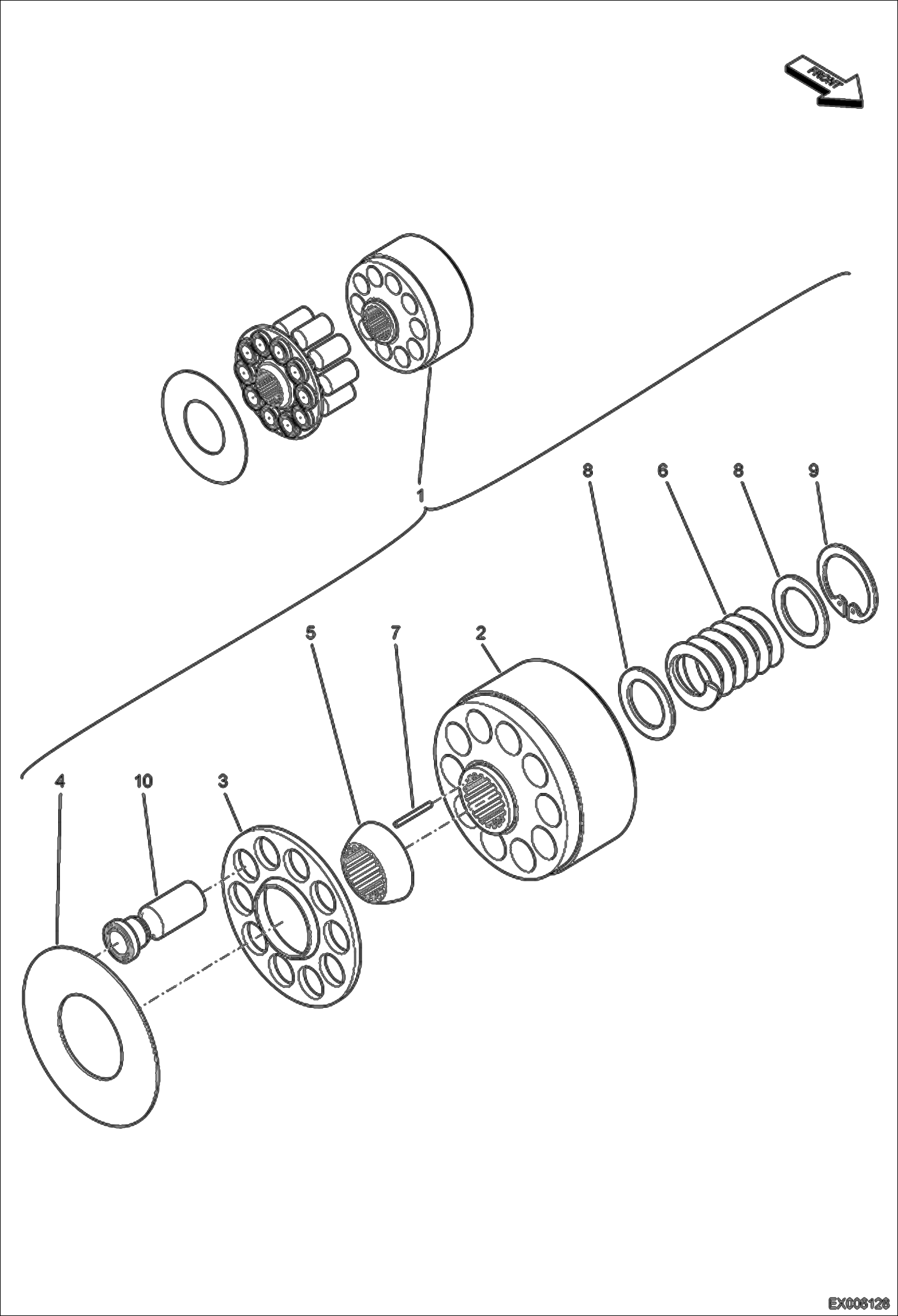 Схема запчастей Bobcat E55W - HYDROSTATIC PUMP (Piston Assy) HYDRAULIC SYSTEM