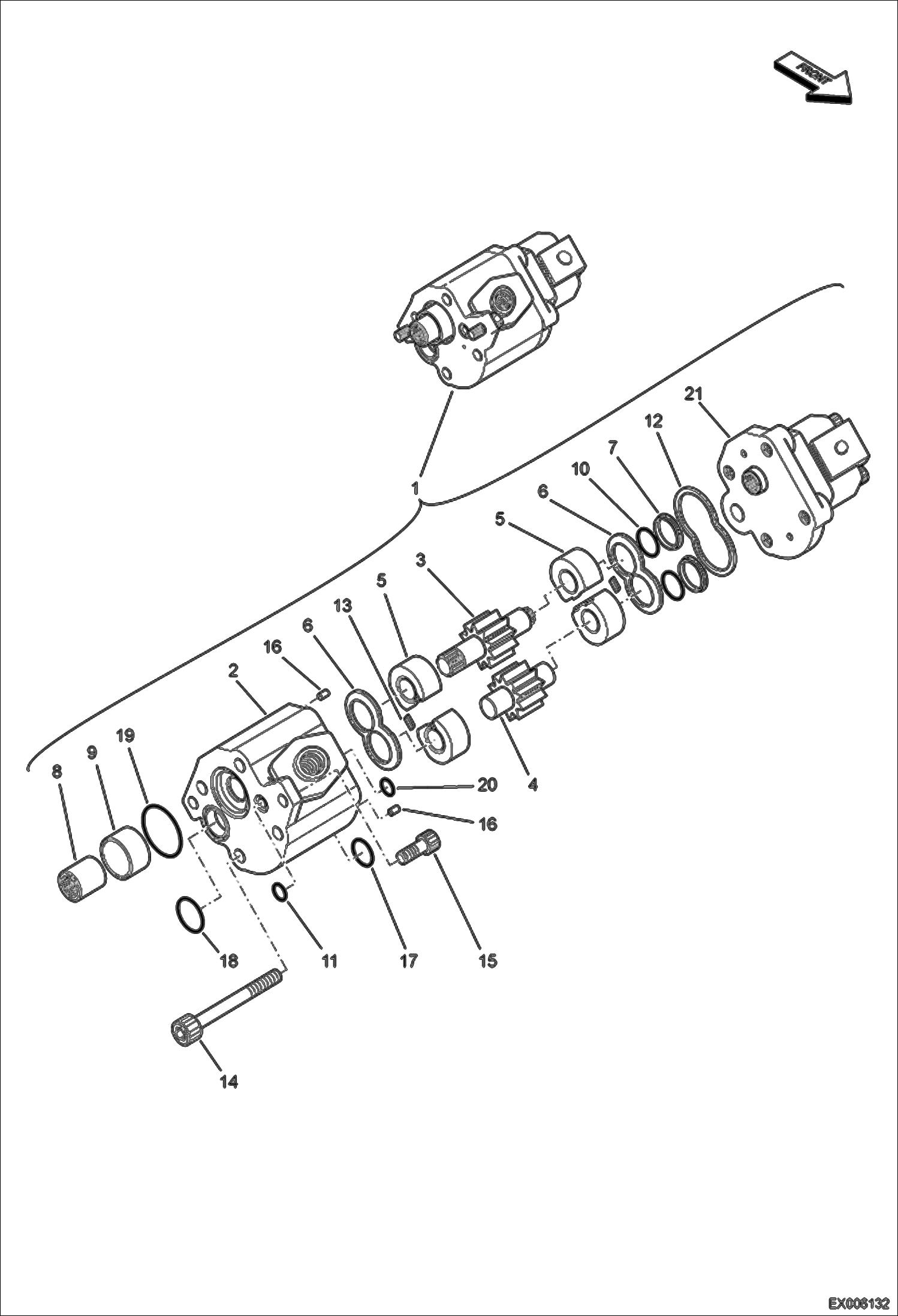 Схема запчастей Bobcat E55W - GEAR PUMP HYDRAULIC SYSTEM