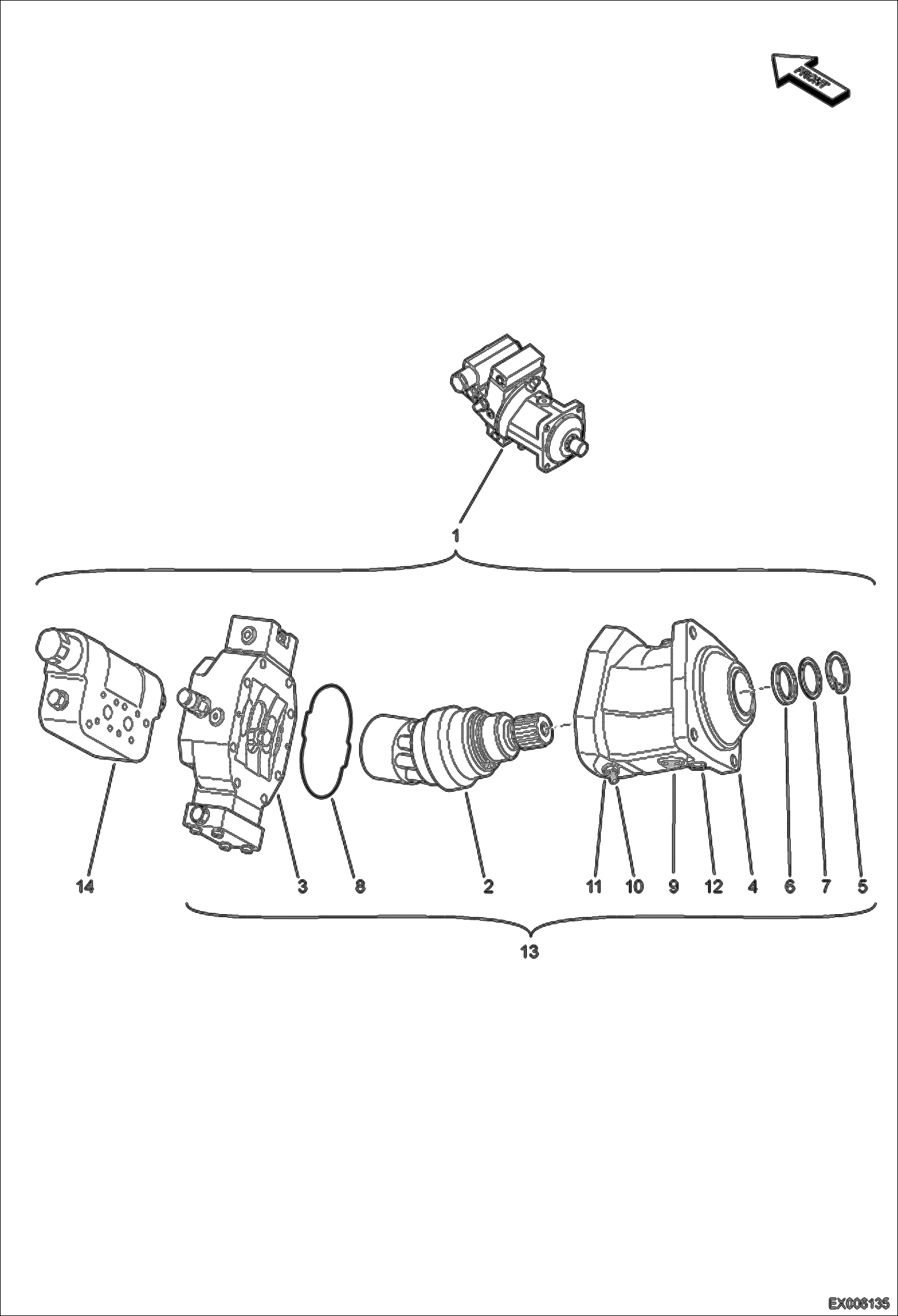 Схема запчастей Bobcat E55W - DRIVE MOTOR HYDRAULIC SYSTEM