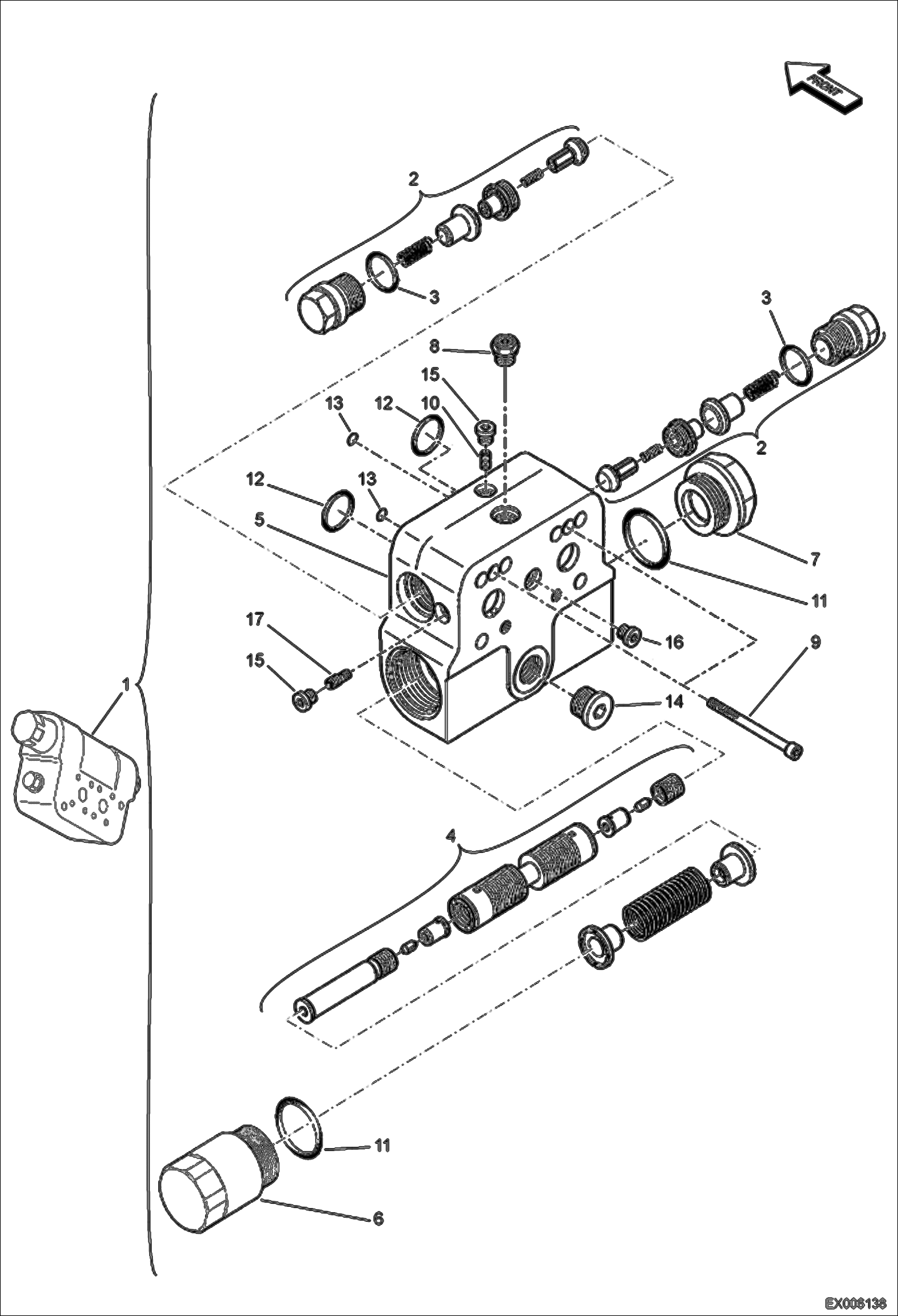 Схема запчастей Bobcat E55W - DRIVE MOTOR (Counterbalance Valve) HYDRAULIC SYSTEM