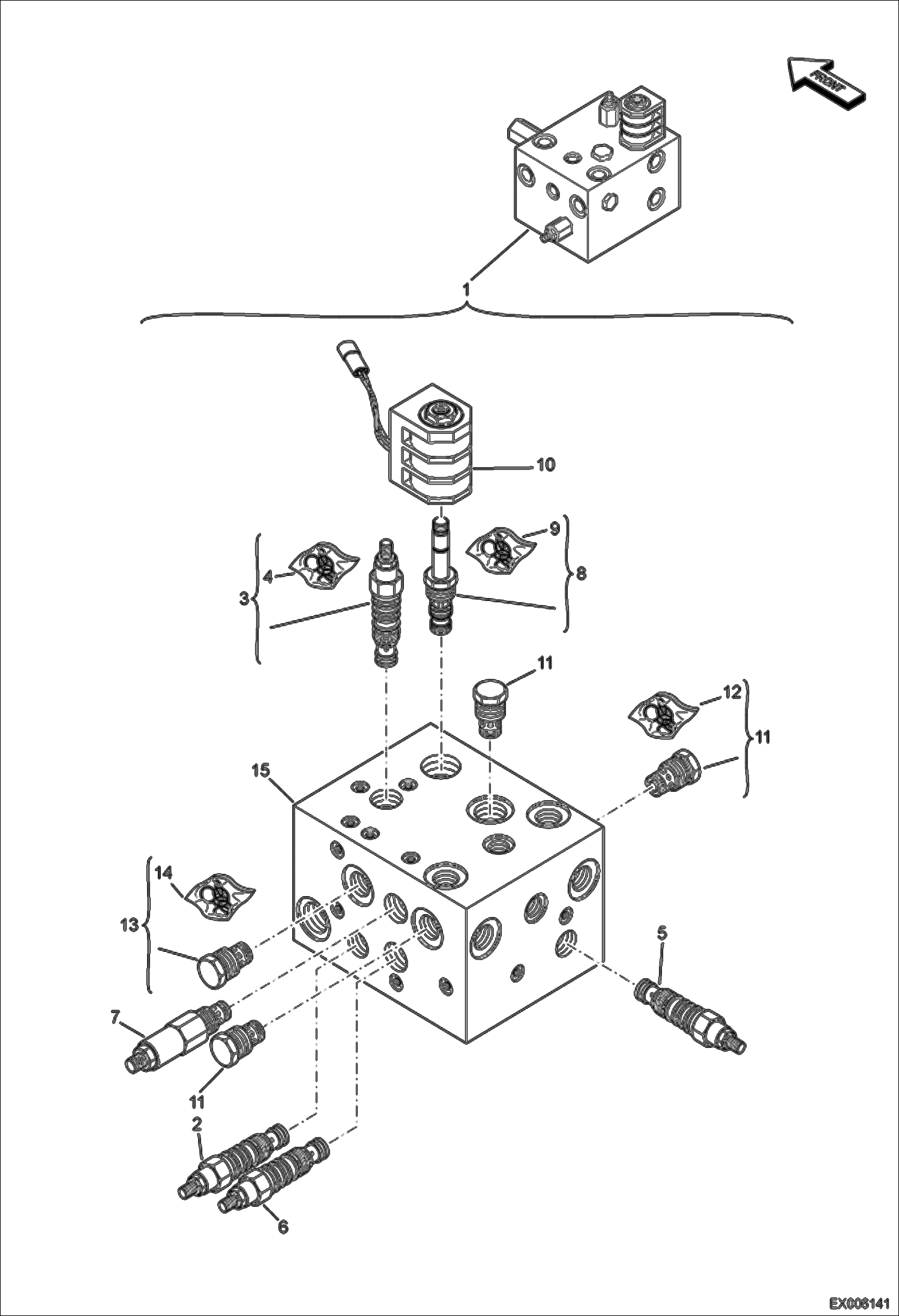 Схема запчастей Bobcat E55W - BRAKE SUPPLY VALVE HYDRAULIC SYSTEM