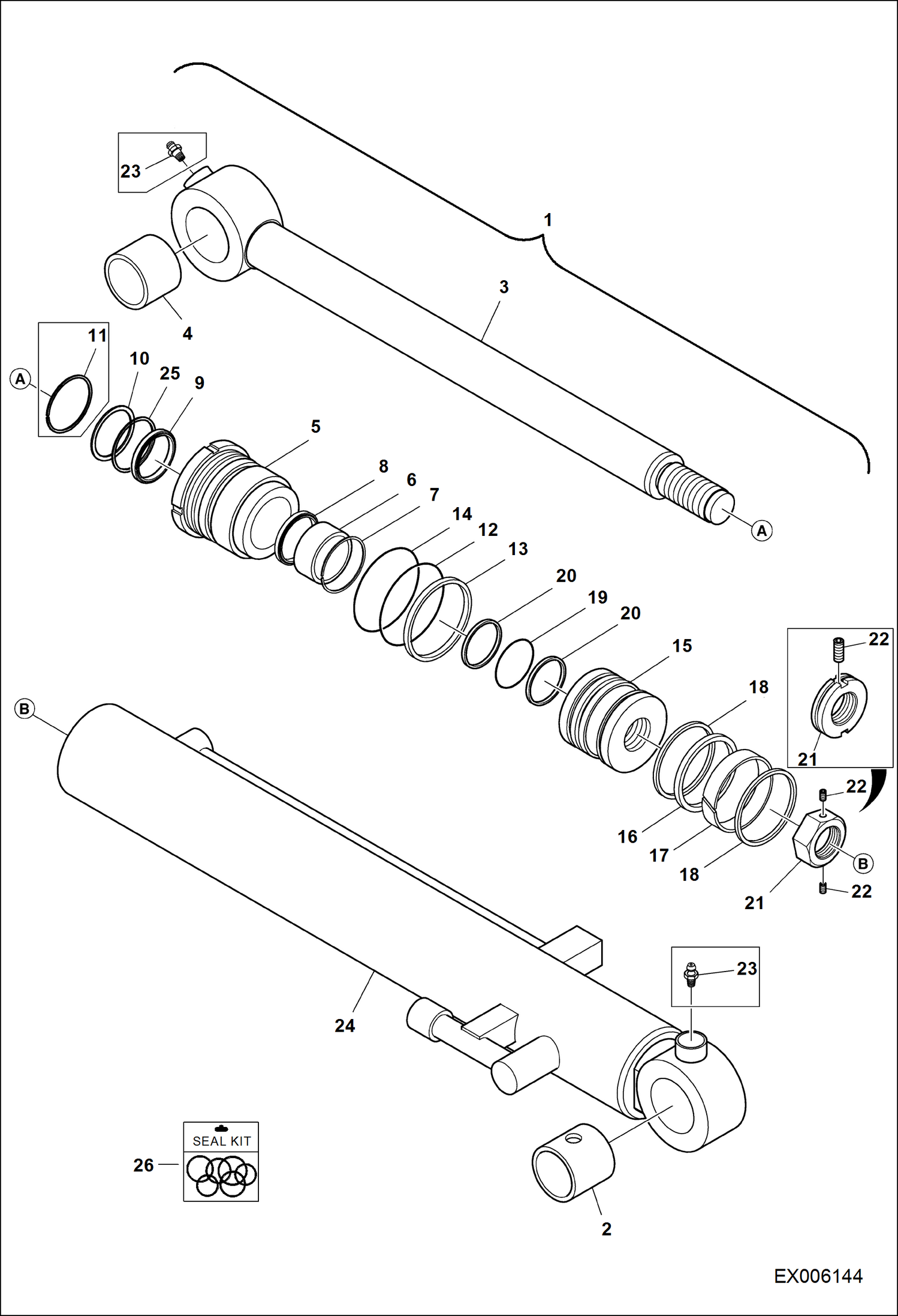 Схема запчастей Bobcat E55W - BUCKET CYLINDER HYDRAULIC SYSTEM