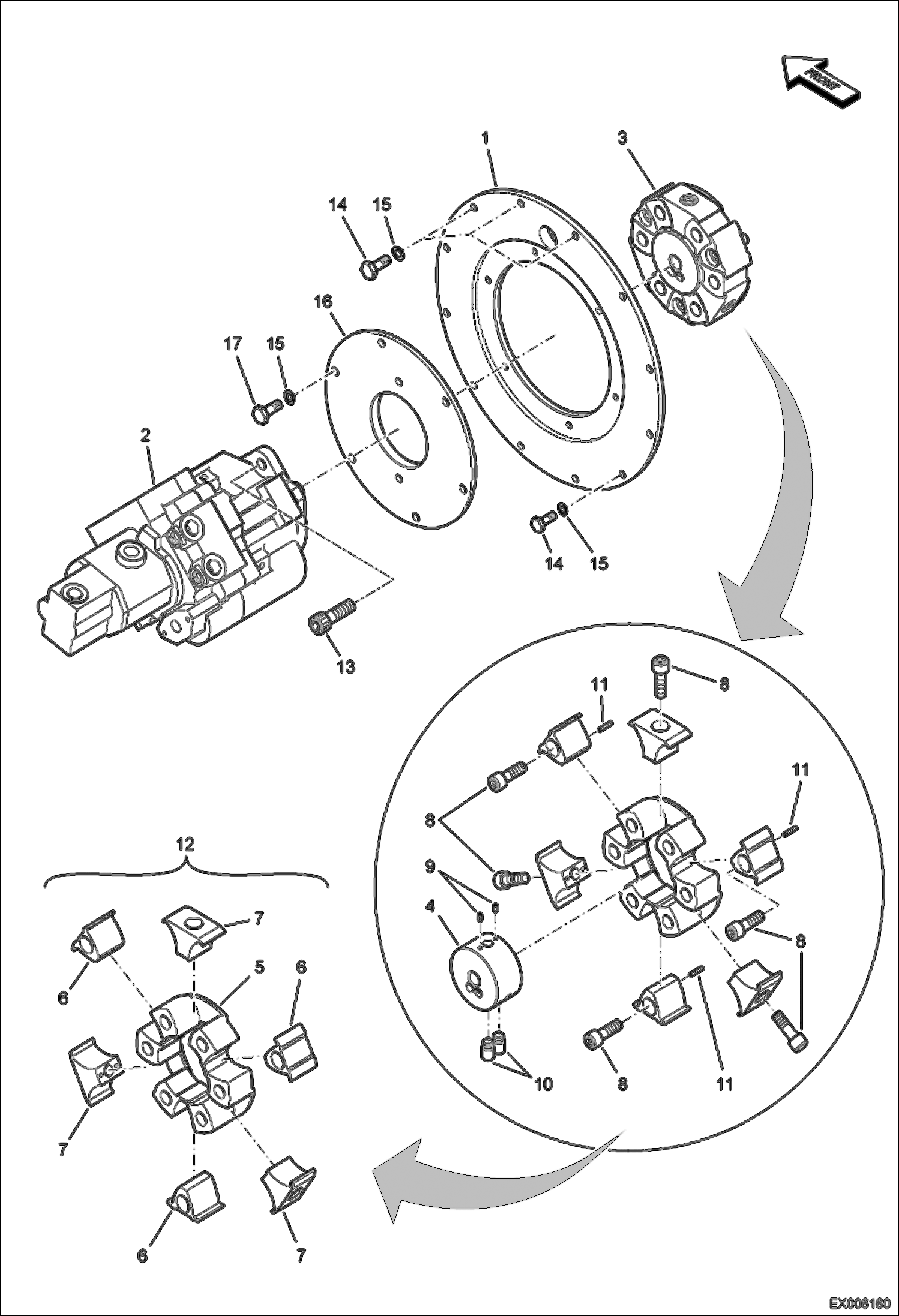 Схема запчастей Bobcat E55W - HYDROSTATIC PUMP (Mounting) HYDRAULIC SYSTEM