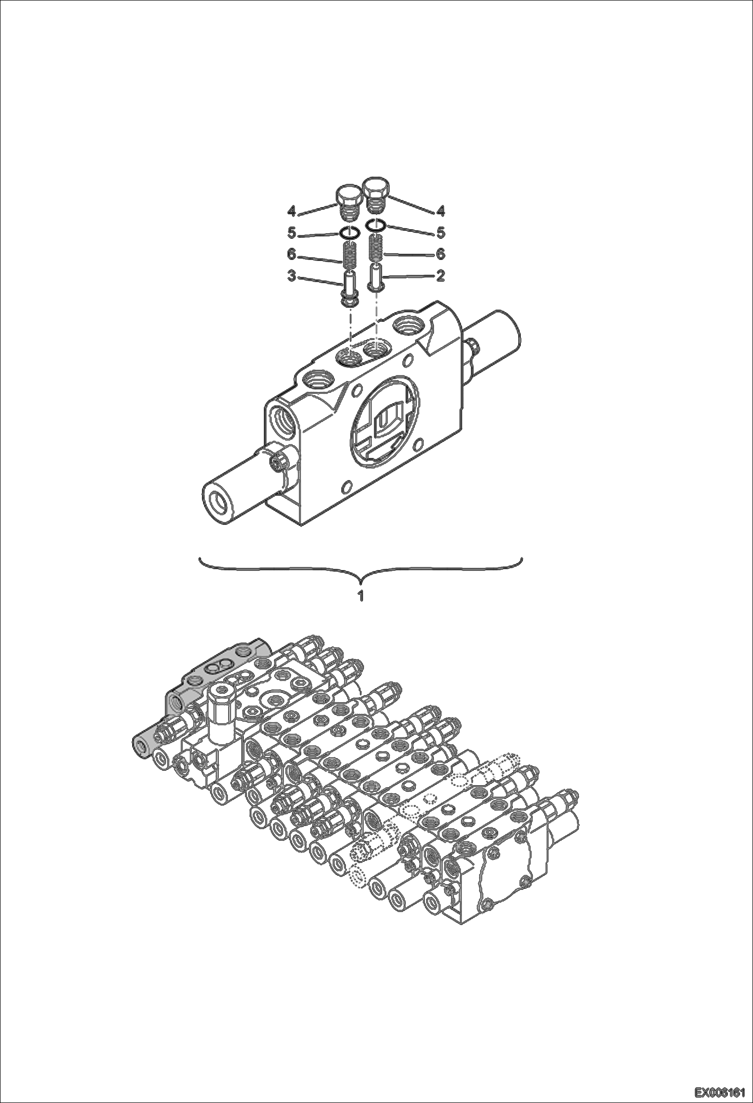 Схема запчастей Bobcat E55W - VALVE SECTION (Arm 2) HYDRAULIC SYSTEM