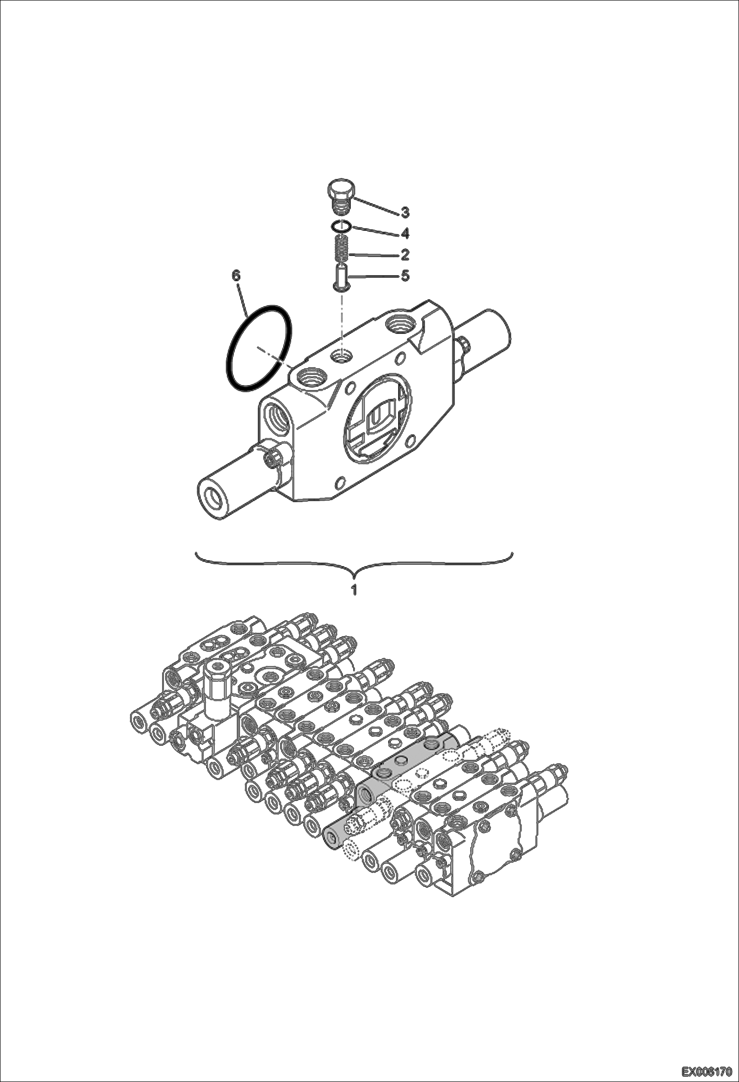 Схема запчастей Bobcat E55W - VALVE SECTION (Blade) HYDRAULIC SYSTEM