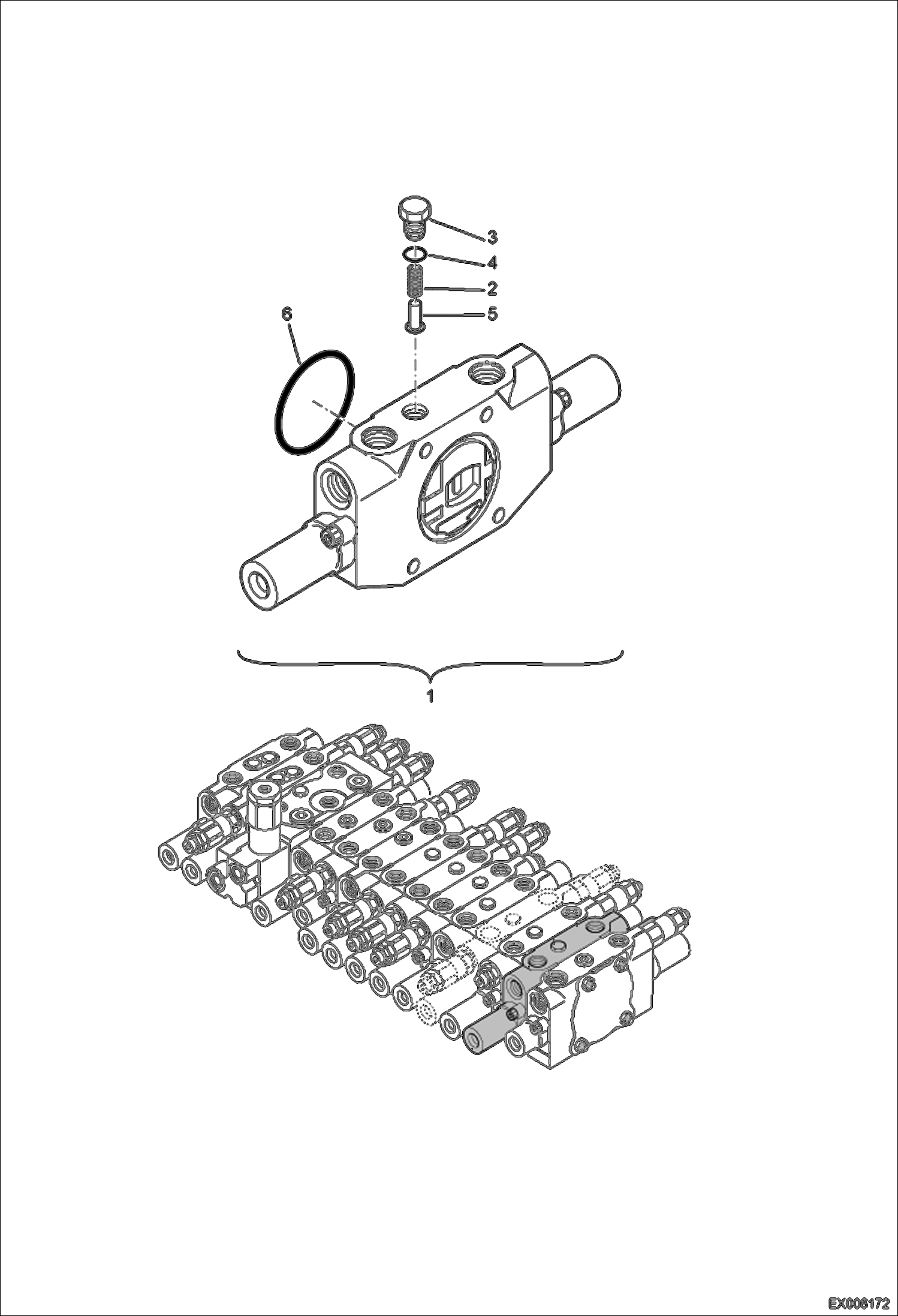 Схема запчастей Bobcat E55W - VALVE SECTION (Swing) HYDRAULIC SYSTEM