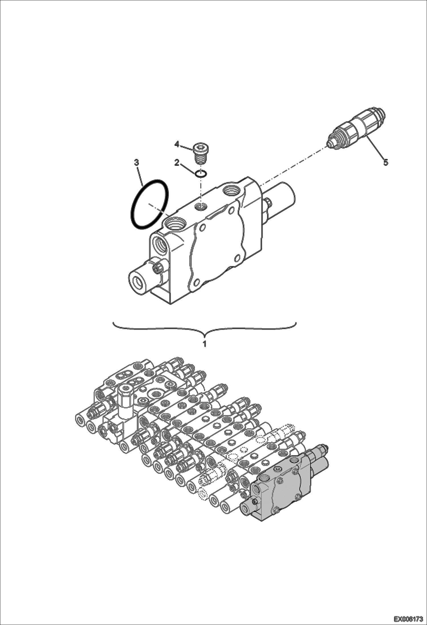 Схема запчастей Bobcat E55W - VALVE SECTION (Travel) HYDRAULIC SYSTEM