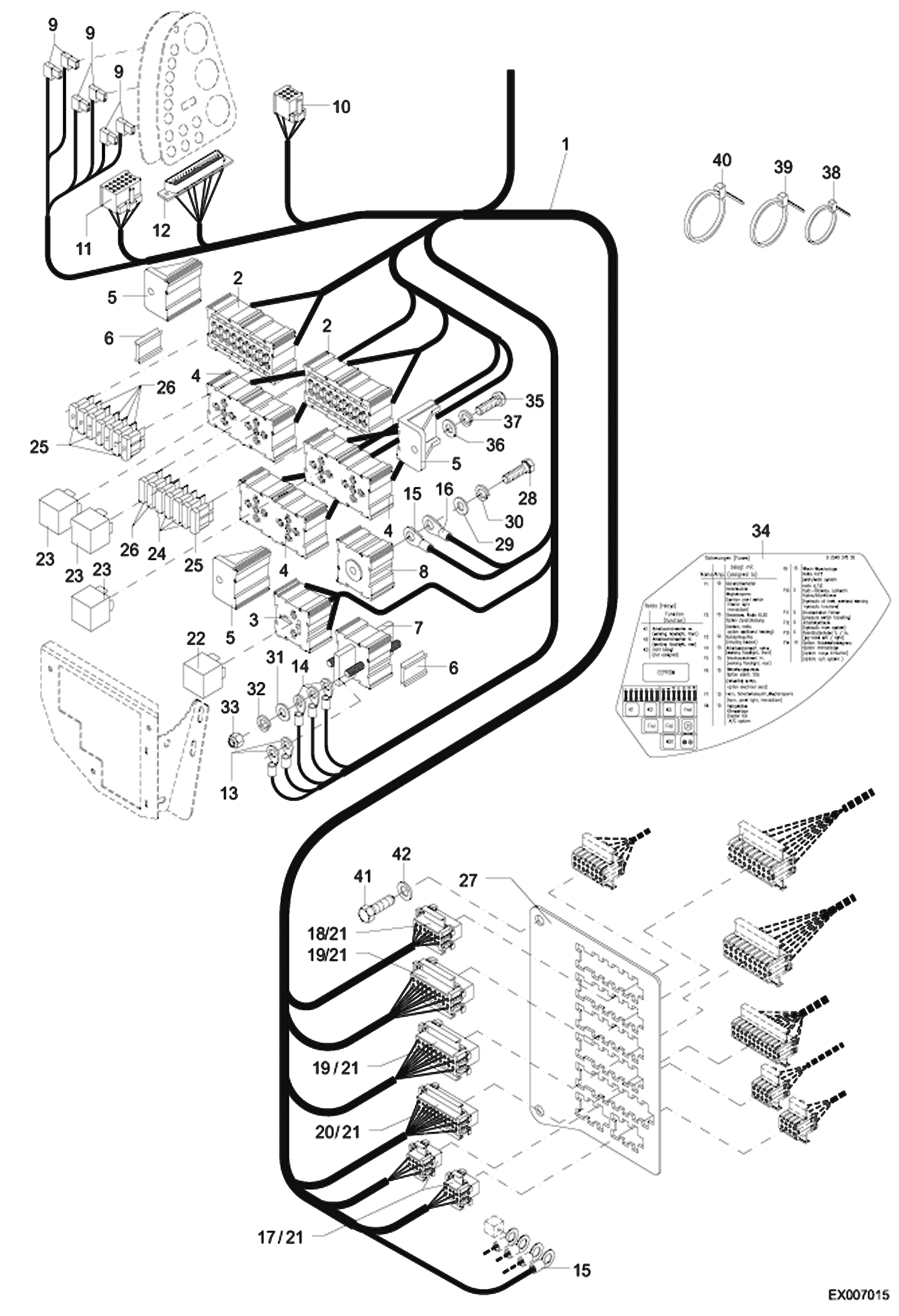 Схема запчастей Bobcat 444 - FUSE PANEL AND RELAY PANEL ELECTRICAL SYSTEM