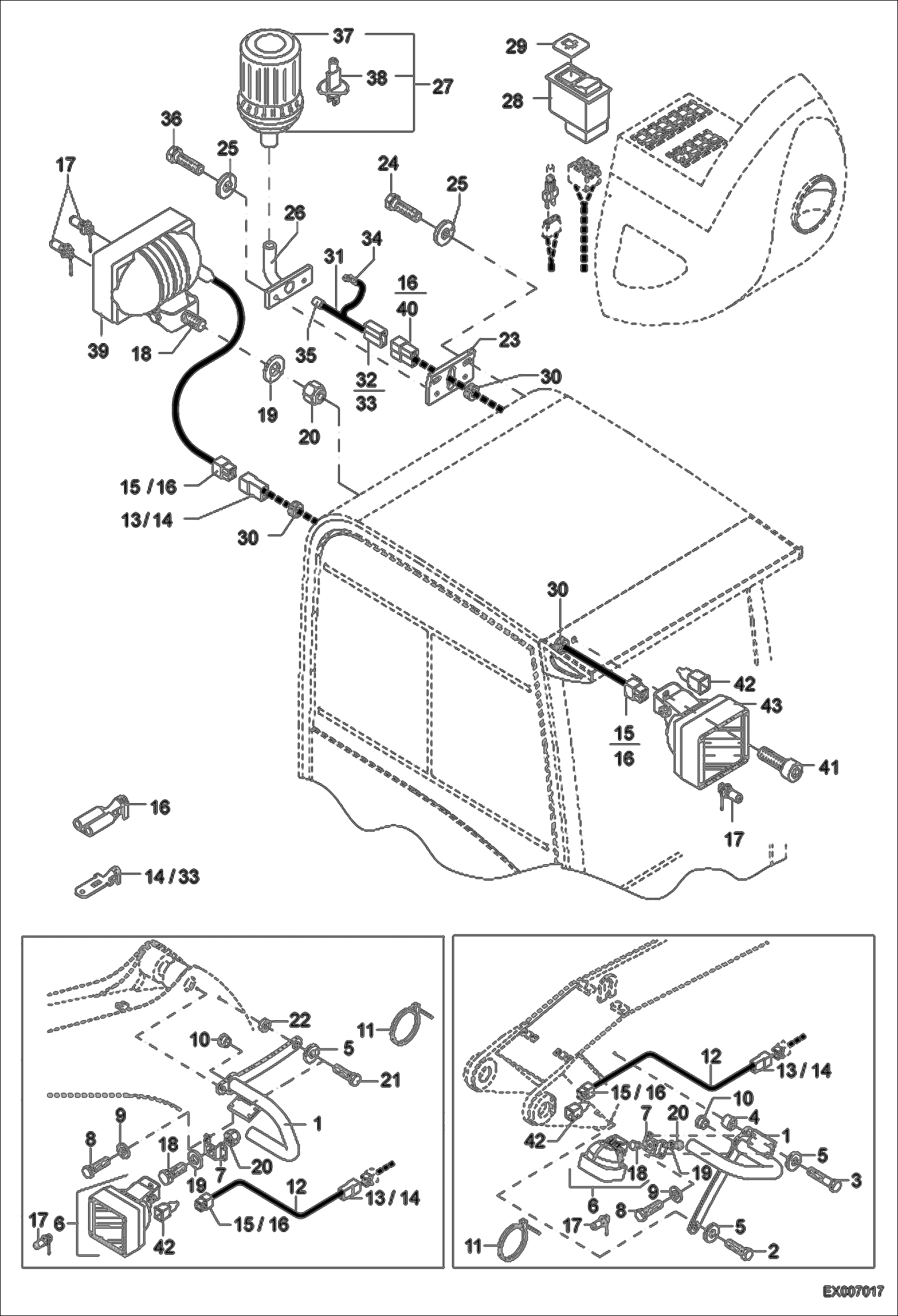 Схема запчастей Bobcat 444 - WORKING LIGHT ELECTRICAL SYSTEM