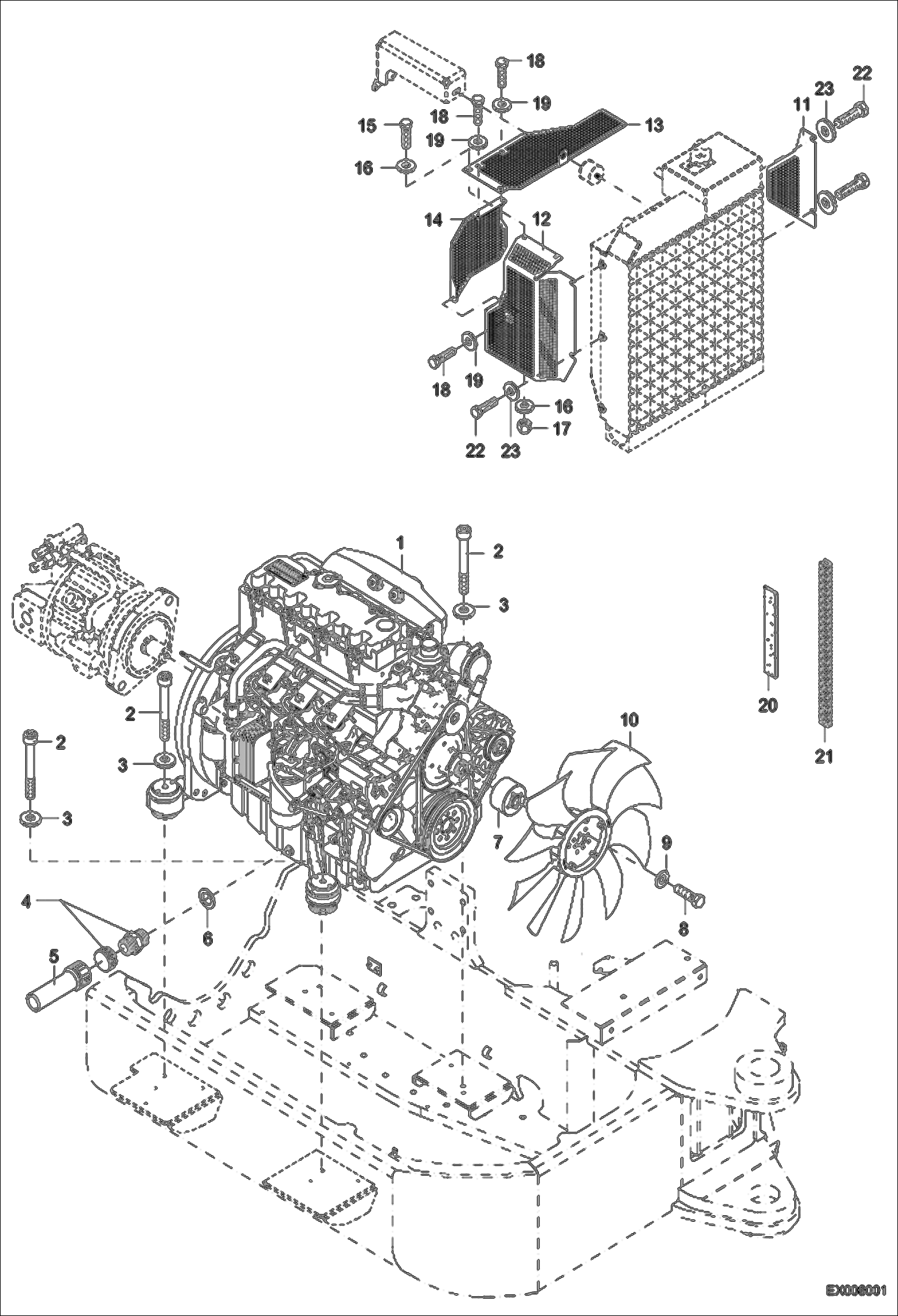 Схема запчастей Bobcat 442 - ENGINE ASSEMBLY (S/N ADBR11001 - 11036, ADBS11001 - 11036) POWER UNIT