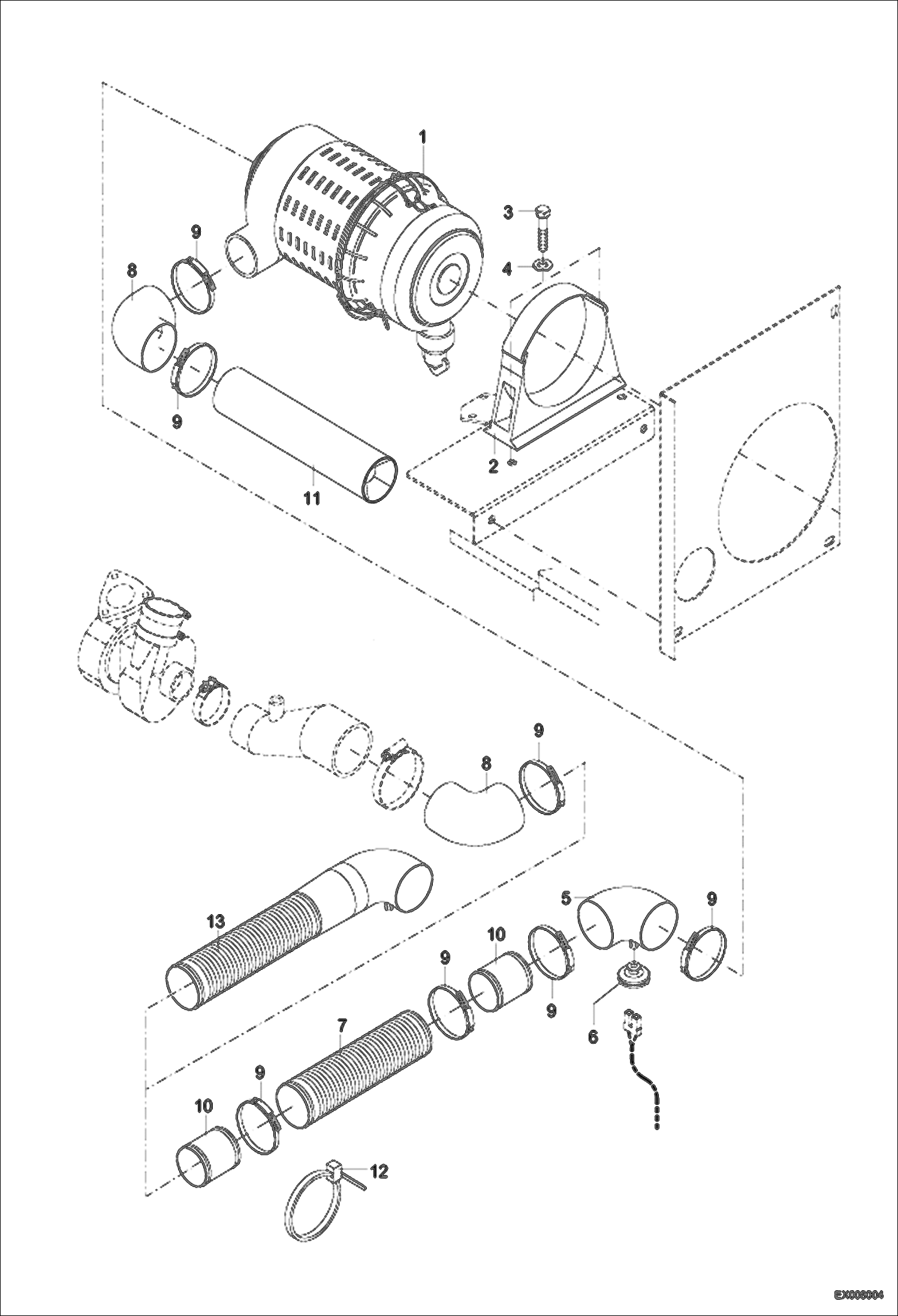 Схема запчастей Bobcat 442 - AIR FILTER INSTALLATION POWER UNIT