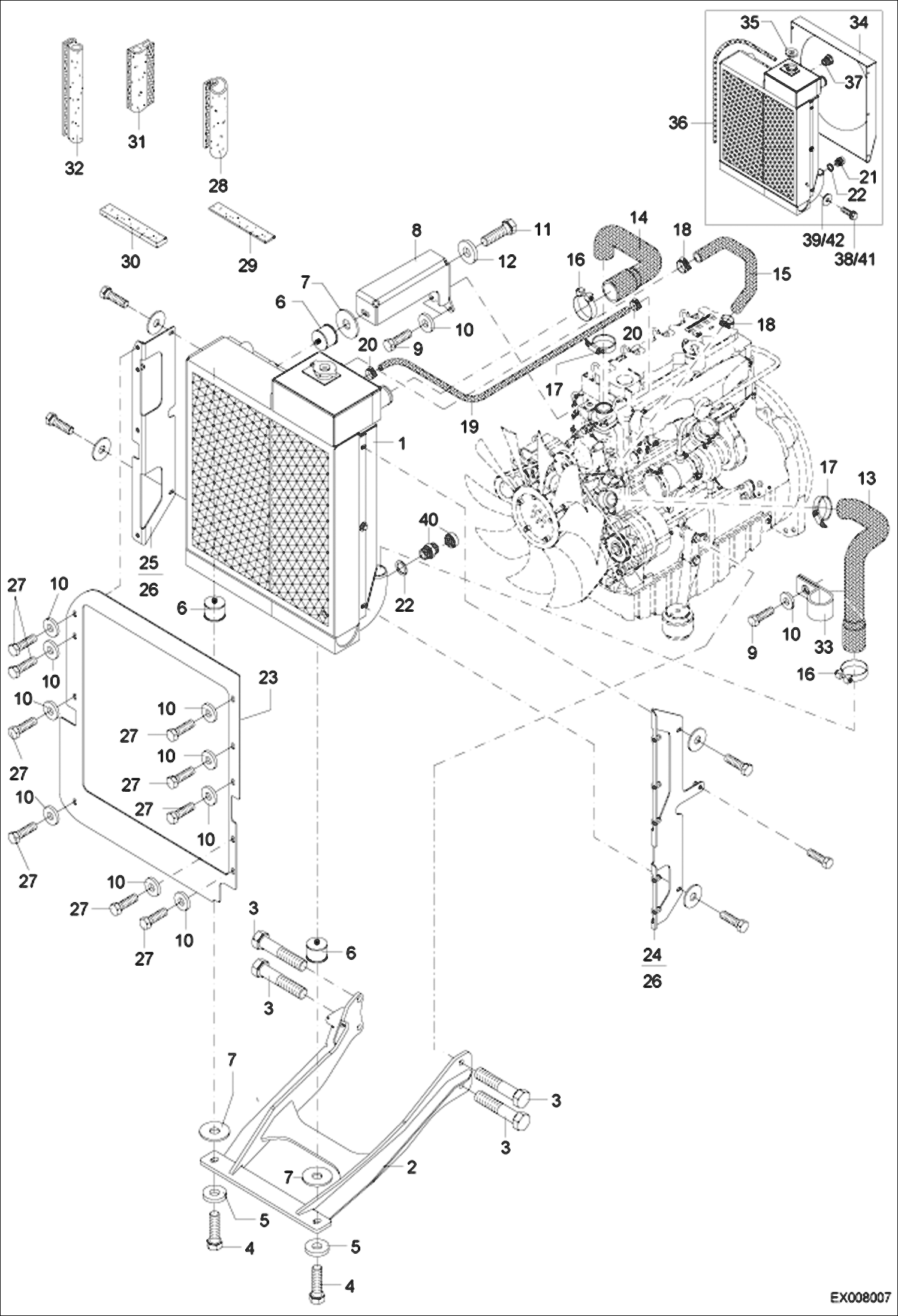 Схема запчастей Bobcat 442 - COMBINED OIL COOLER (S/N ADBR11001 - 11168, ADBS11001 - 11168) POWER UNIT