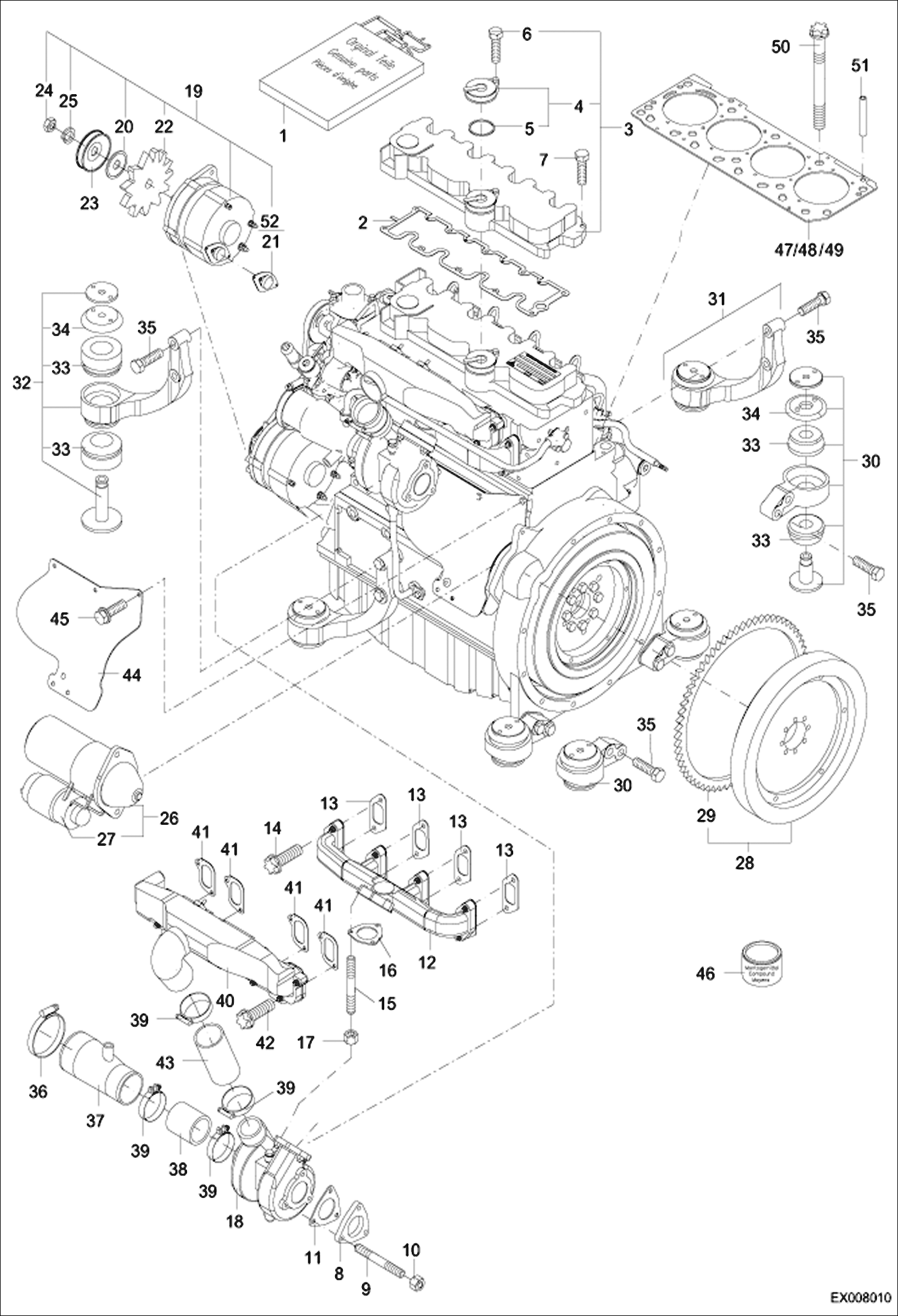 Схема запчастей Bobcat 442 - ENGINE PARTS II (S/N ADBR11001 - 11168, ADBS11001 - 11168) POWER UNIT