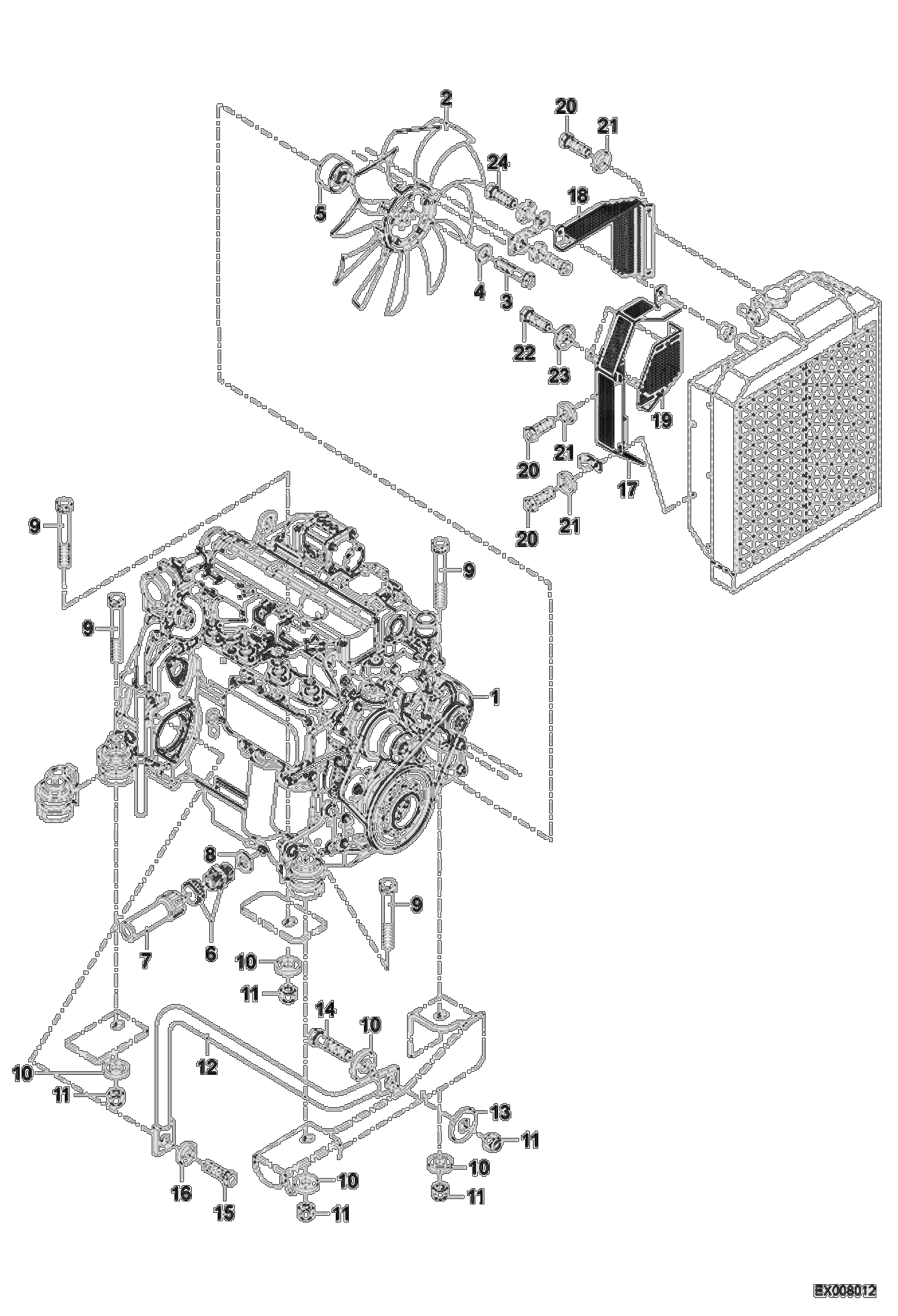 Схема запчастей Bobcat 444 - ENGINE ASSEMBLY POWER UNIT