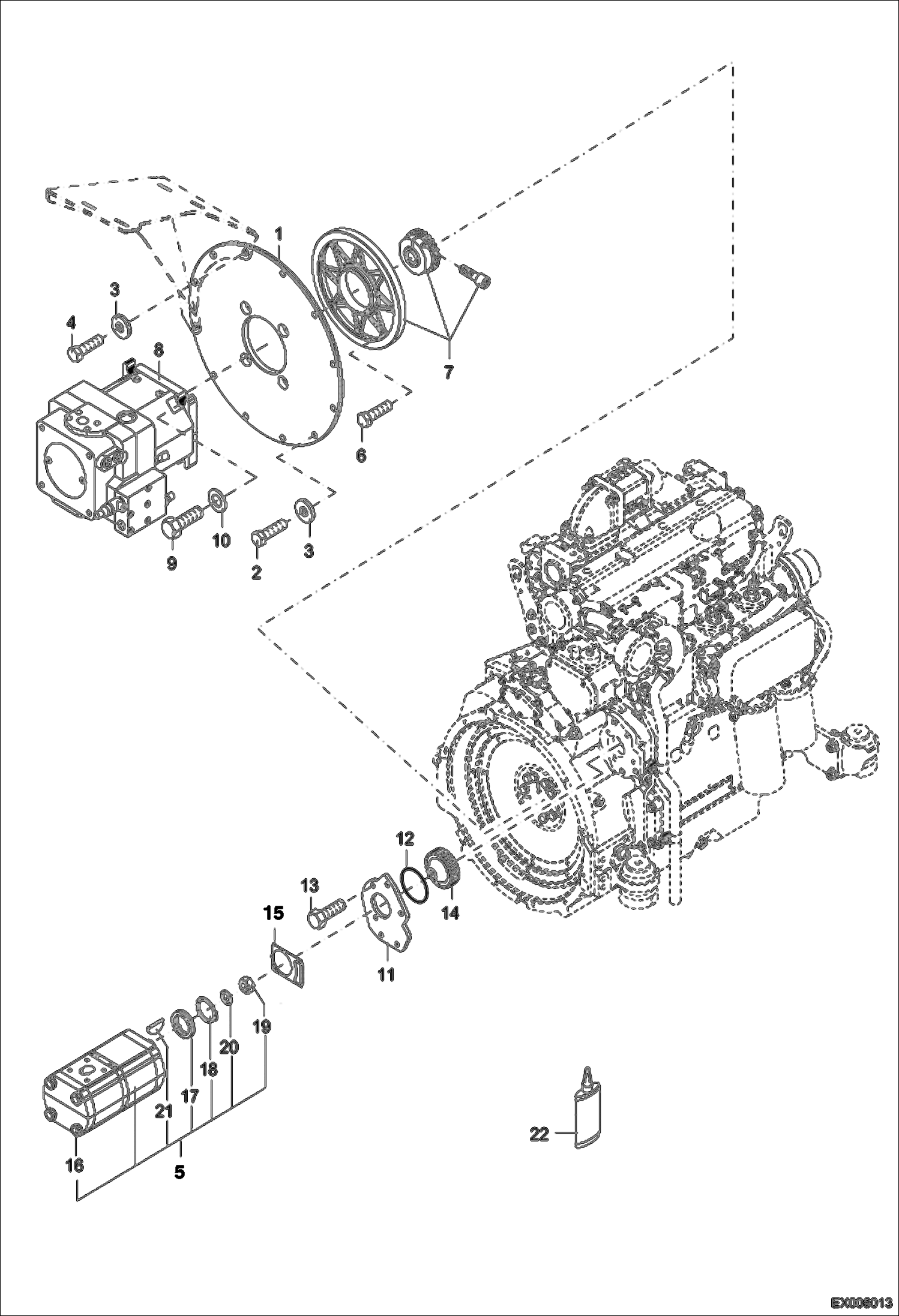 Схема запчастей Bobcat 444 - PUMP ASSEMBLY POWER UNIT