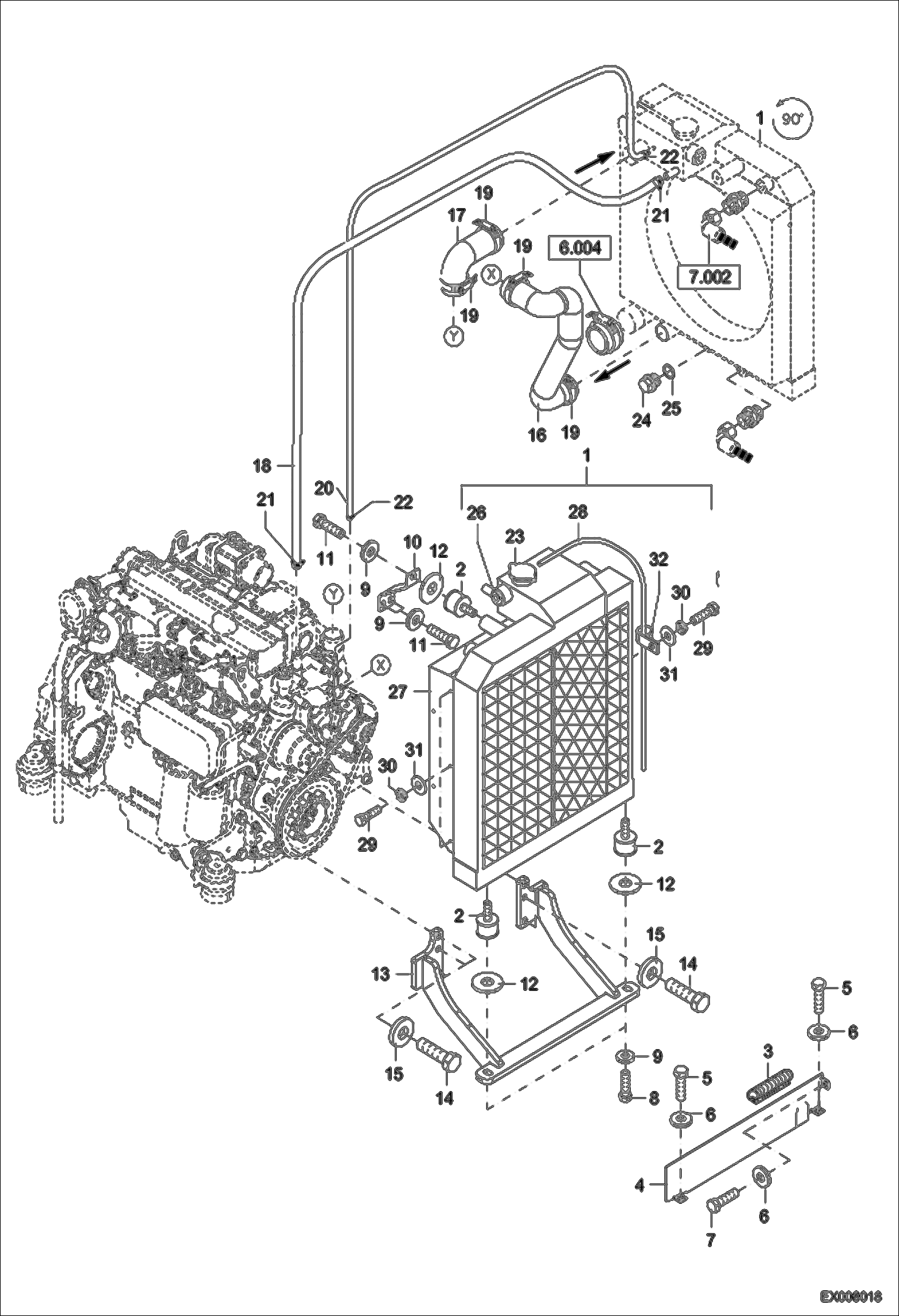 Схема запчастей Bobcat 444 - COMBINED COOLER POWER UNIT