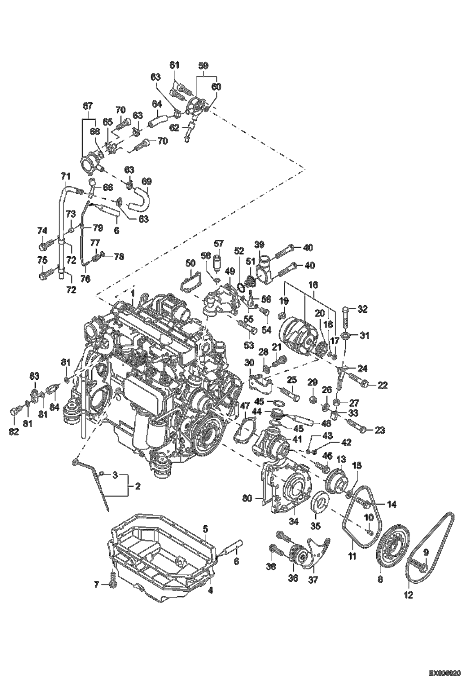 Схема запчастей Bobcat 444 - ENGINE PARTS - PART 1 POWER UNIT