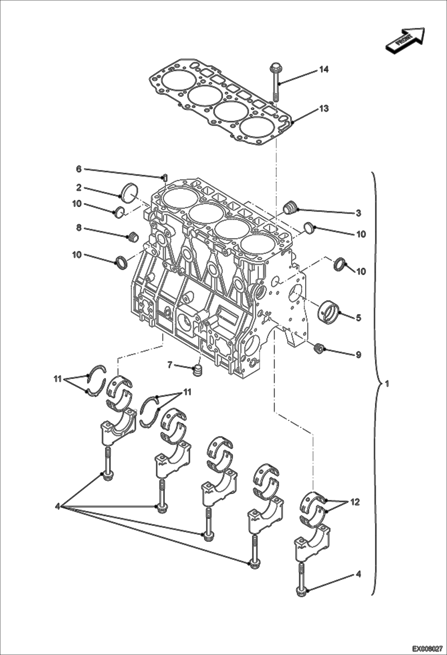 Схема запчастей Bobcat E55W - CRANKCASE POWER UNIT