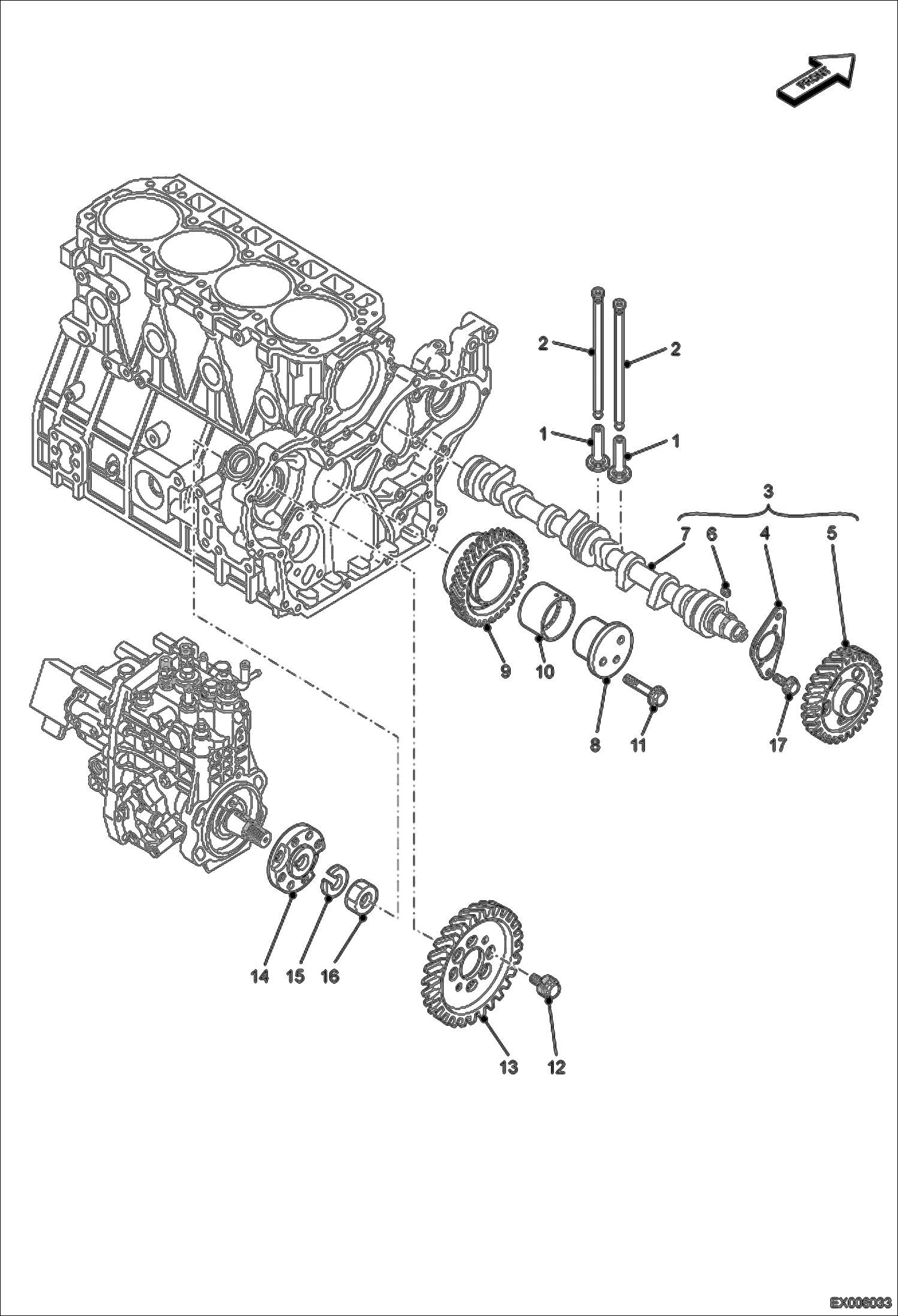 Схема запчастей Bobcat E55W - FUEL CAMSHAFT POWER UNIT